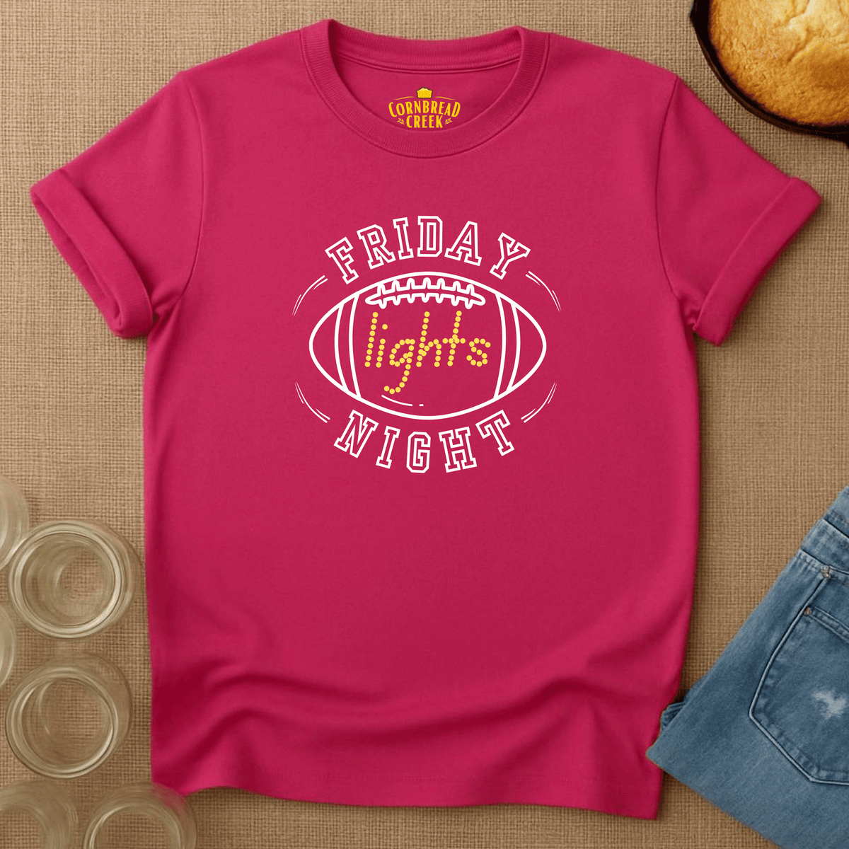 Friday Night Lights T-Shirt Chicken and Rural Homestead Graphic tee Cornbread Creek
