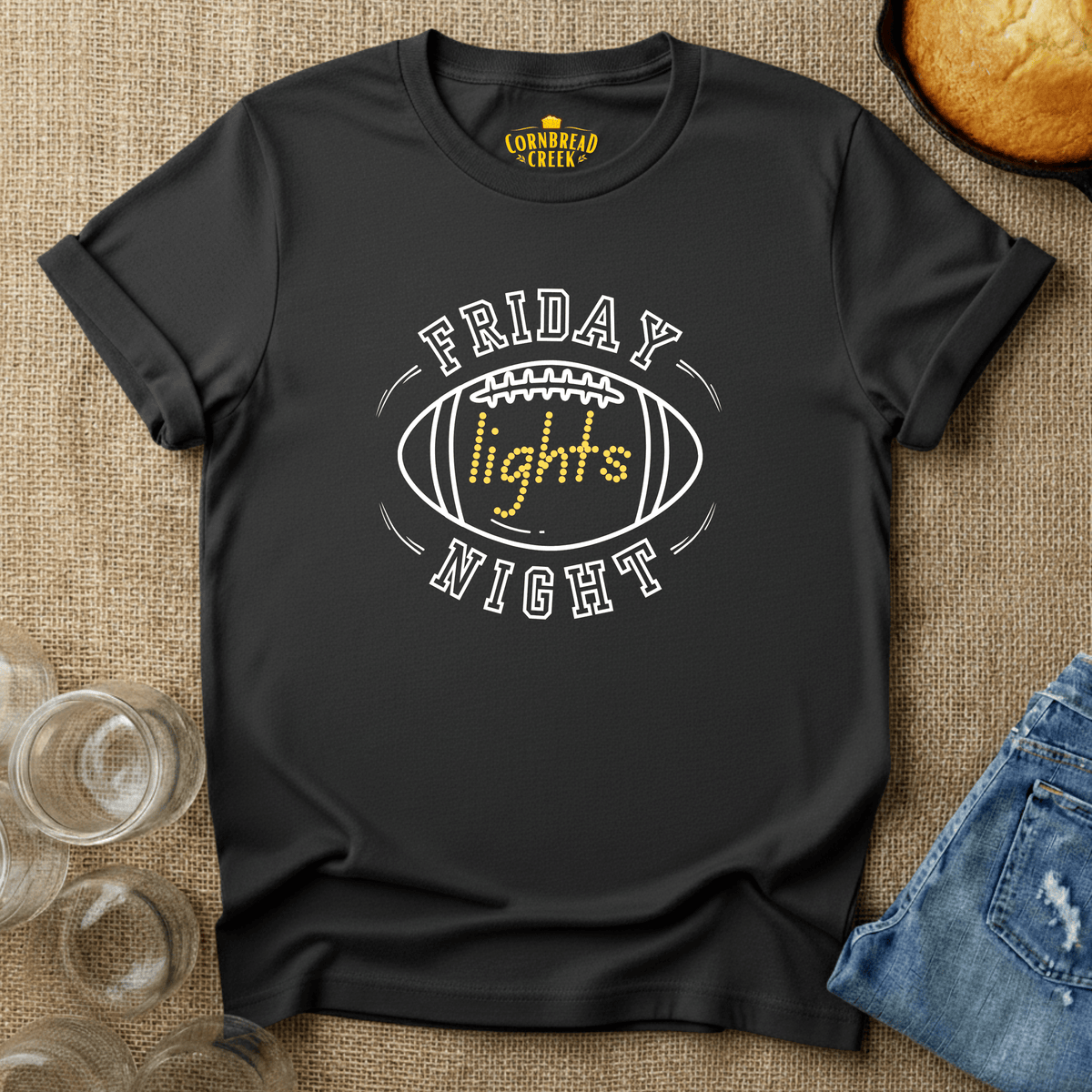 Friday Night Lights T-Shirt Chicken and Rural Homestead Graphic tee Cornbread Creek