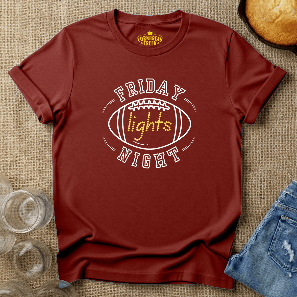 Friday Night Lights T-Shirt Chicken and Rural Homestead Graphic tee Cornbread Creek