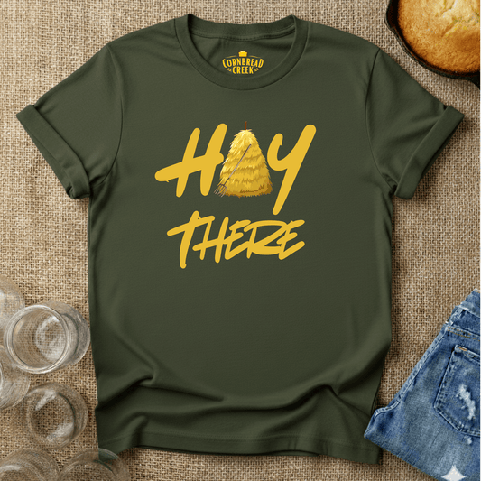 Hay There T-Shirt Chicken and Rural Homestead Graphic tee Cornbread Creek