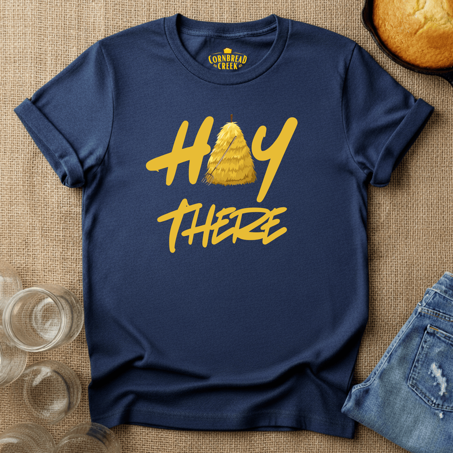 Hay There T-Shirt Chicken and Rural Homestead Graphic tee Cornbread Creek