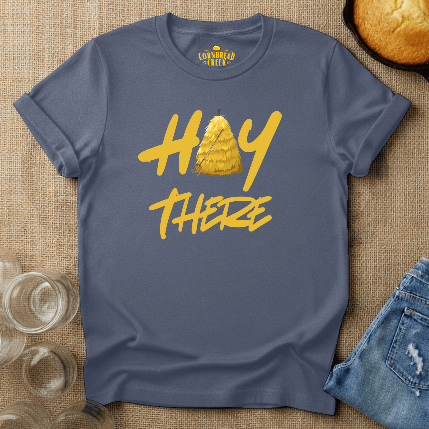 Hay There T-Shirt Chicken and Rural Homestead Graphic tee Cornbread Creek