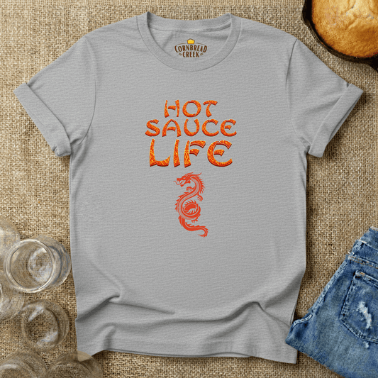 Hot Sauce Life T-Shirt Chicken and Rural Homestead Graphic tee Cornbread Creek