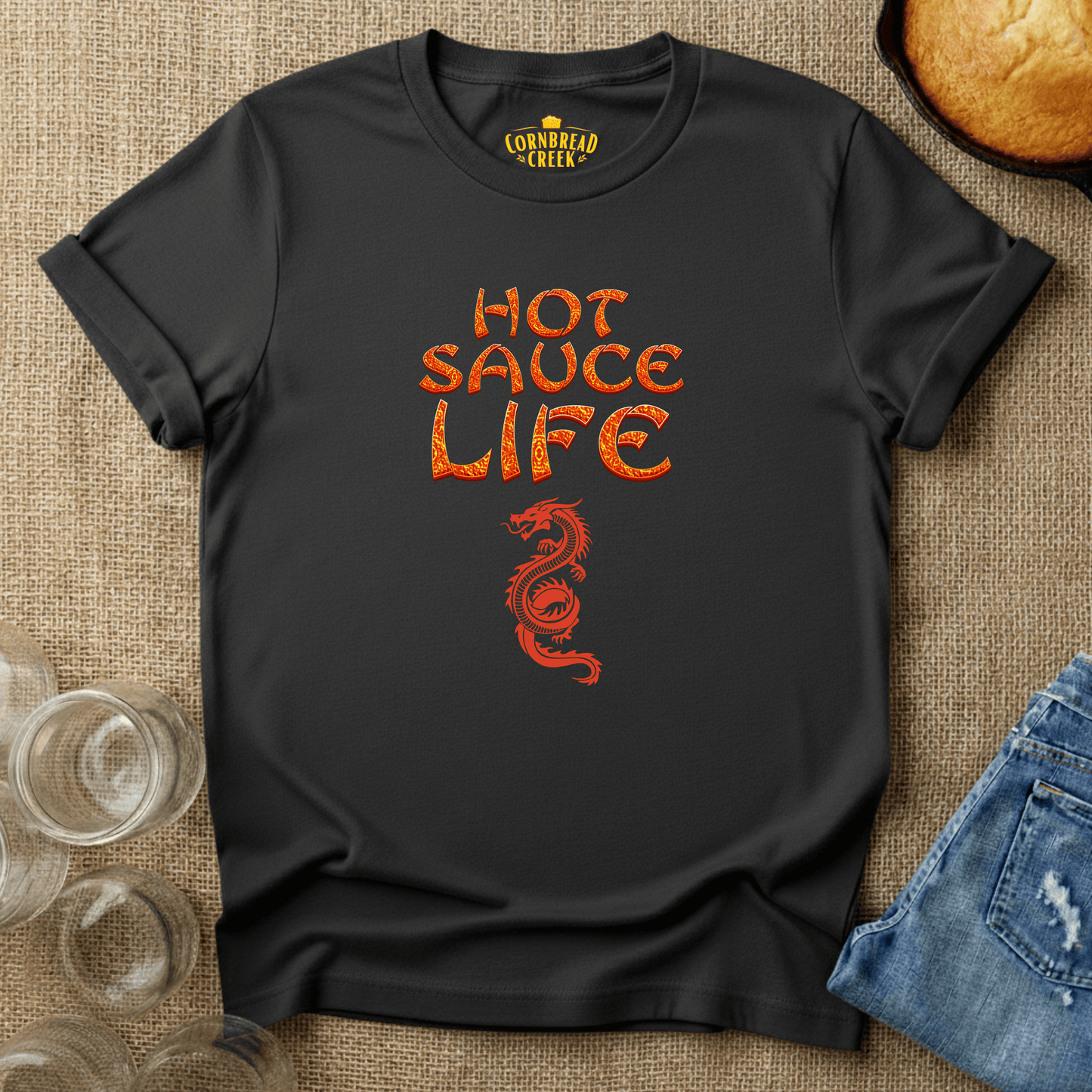 Hot Sauce Life T-Shirt Chicken and Rural Homestead Graphic tee Cornbread Creek
