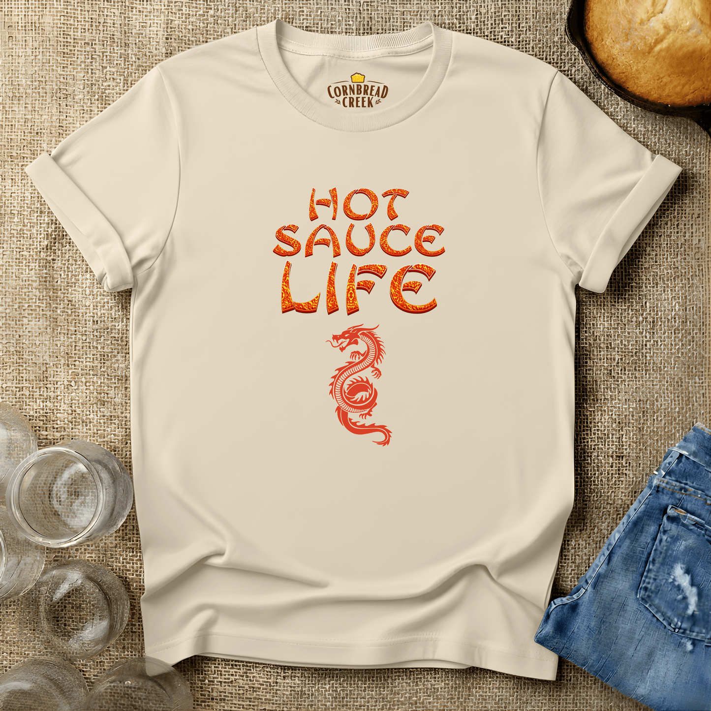 Hot Sauce Life T-Shirt Chicken and Rural Homestead Graphic tee Cornbread Creek