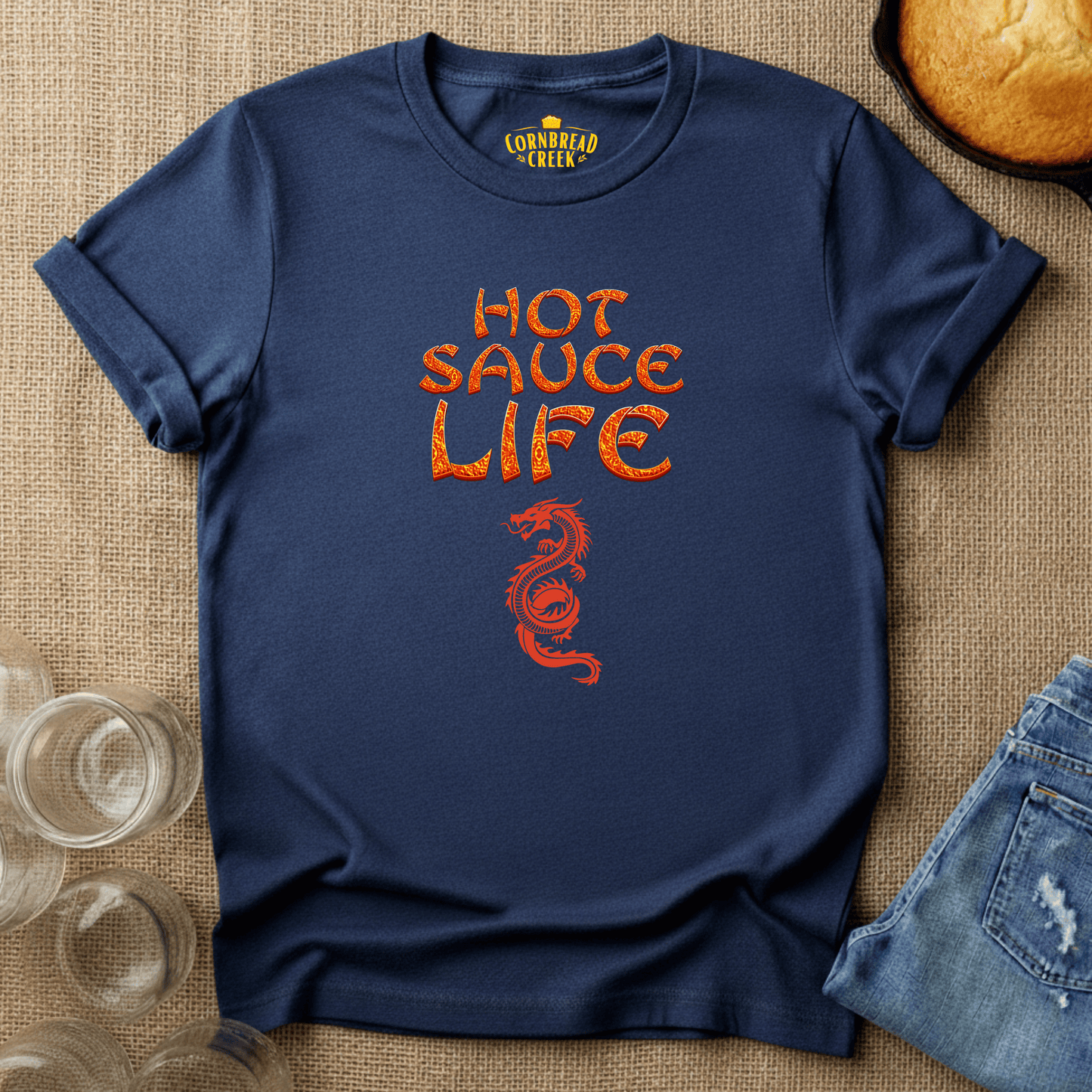 Hot Sauce Life T-Shirt Chicken and Rural Homestead Graphic tee Cornbread Creek