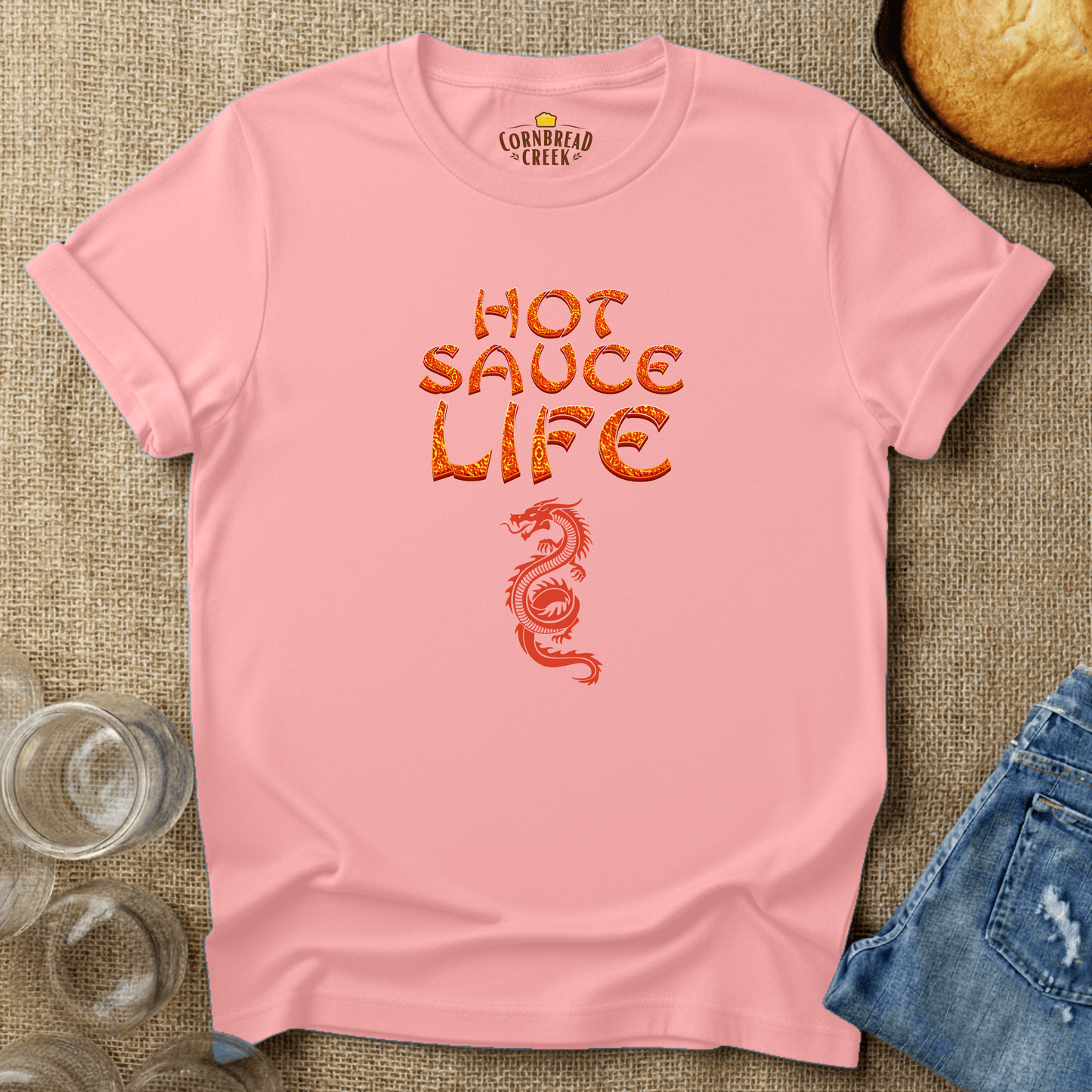 Hot Sauce Life T-Shirt Chicken and Rural Homestead Graphic tee Cornbread Creek