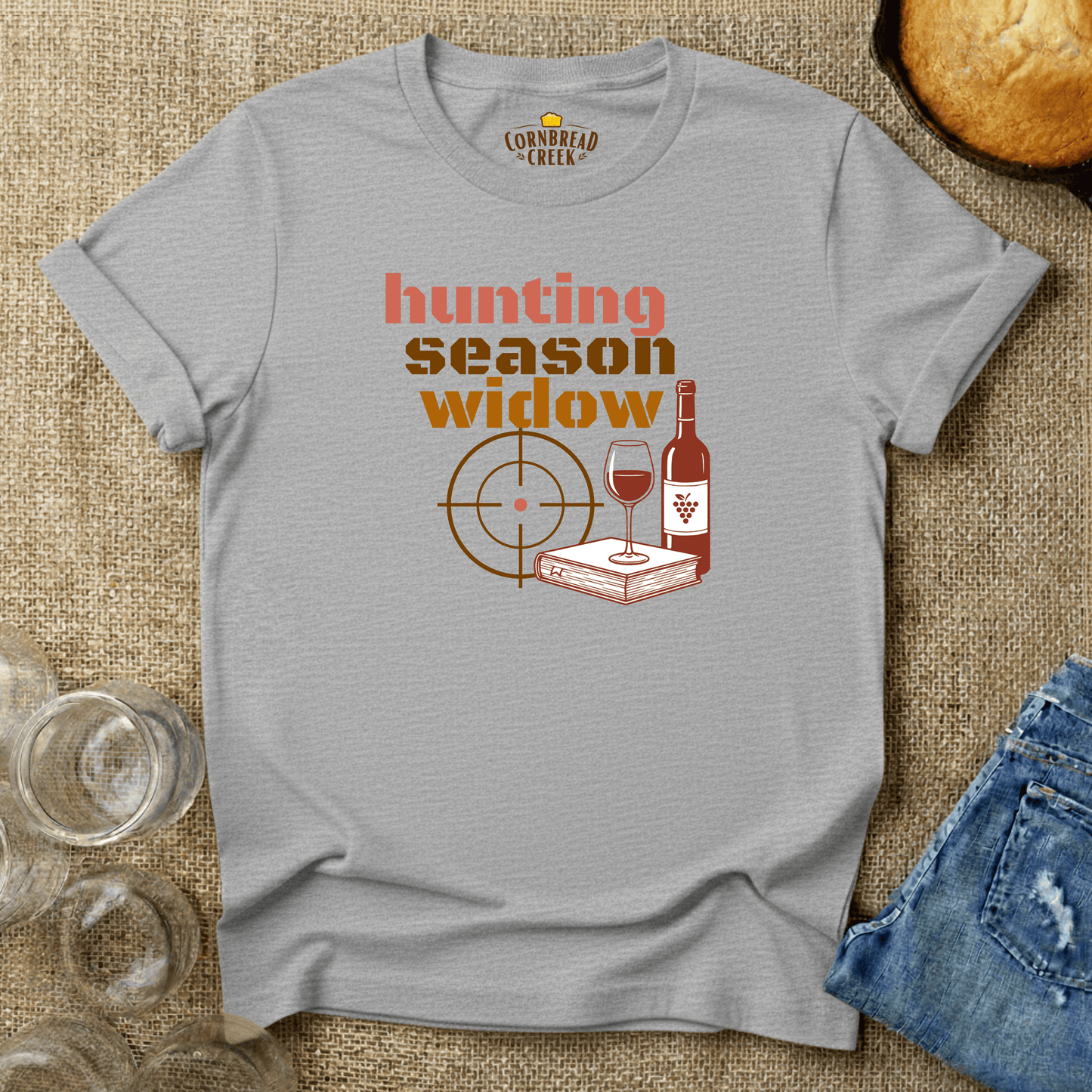 Hunting Season Widow T-Shirt Chicken and Rural Homestead Graphic tee Cornbread Creek