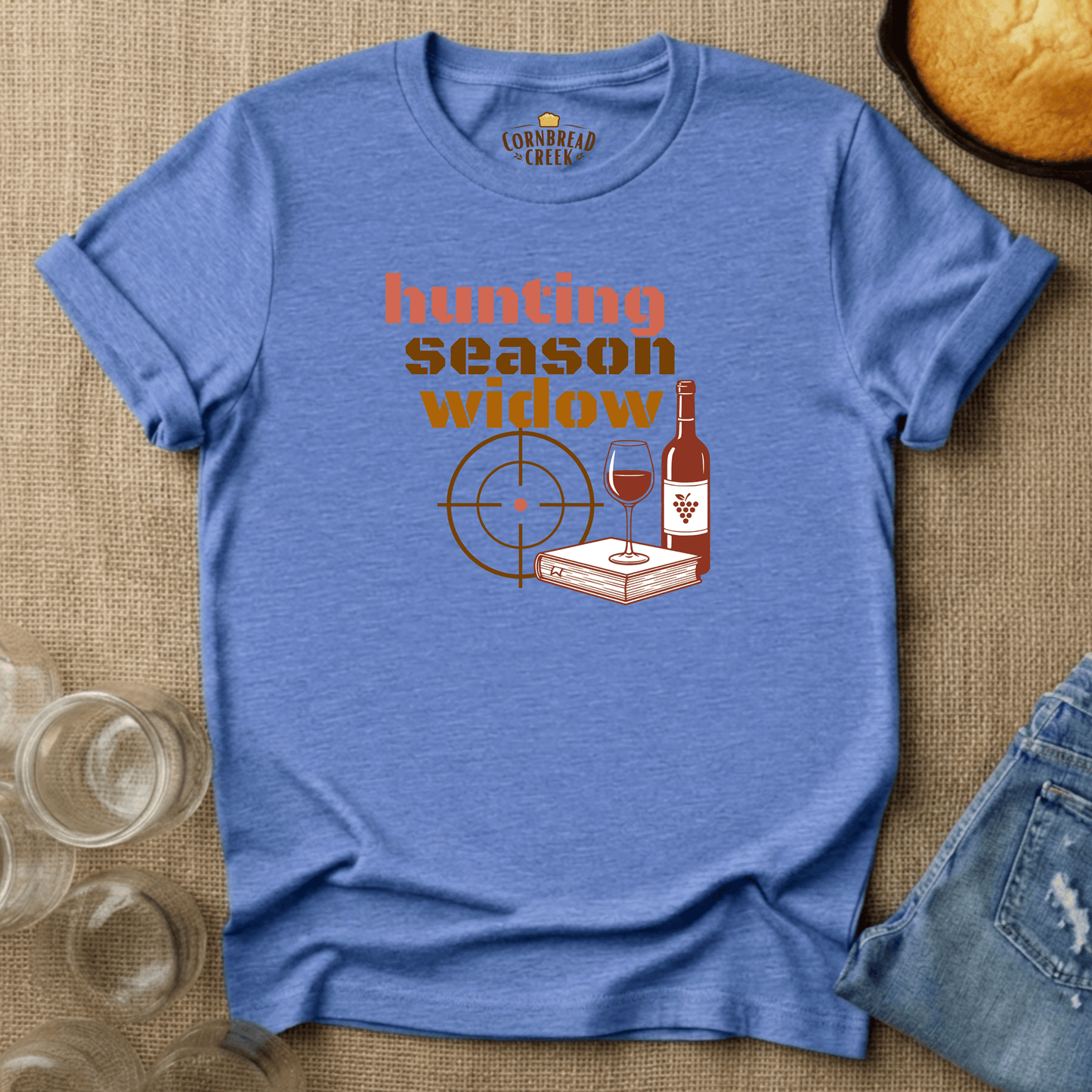 Hunting Season Widow T-Shirt Chicken and Rural Homestead Graphic tee Cornbread Creek