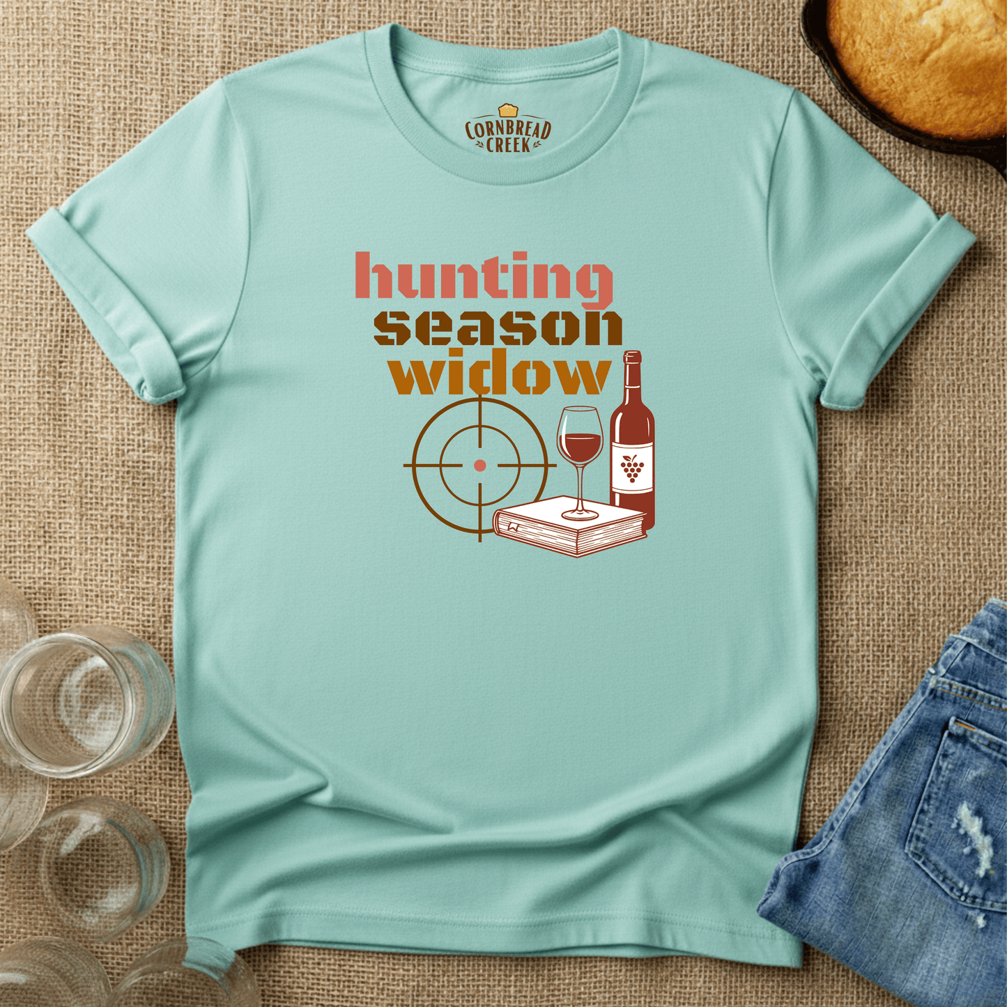 Hunting Season Widow T-Shirt Chicken and Rural Homestead Graphic tee Cornbread Creek