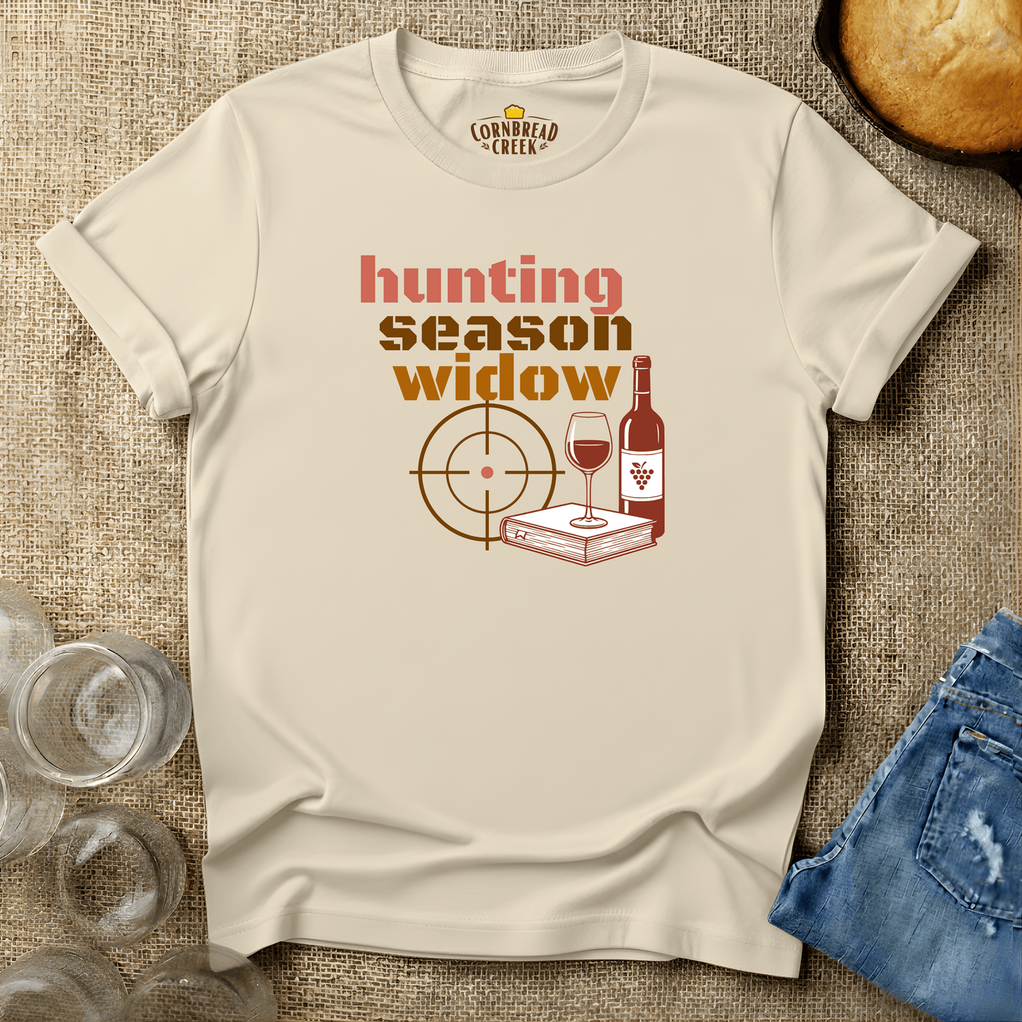 Hunting Season Widow T-Shirt Chicken and Rural Homestead Graphic tee Cornbread Creek