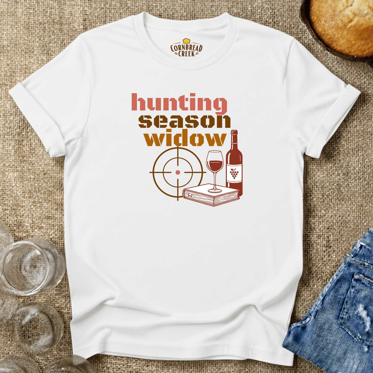 Hunting Season Widow T-Shirt Chicken and Rural Homestead Graphic tee Cornbread Creek