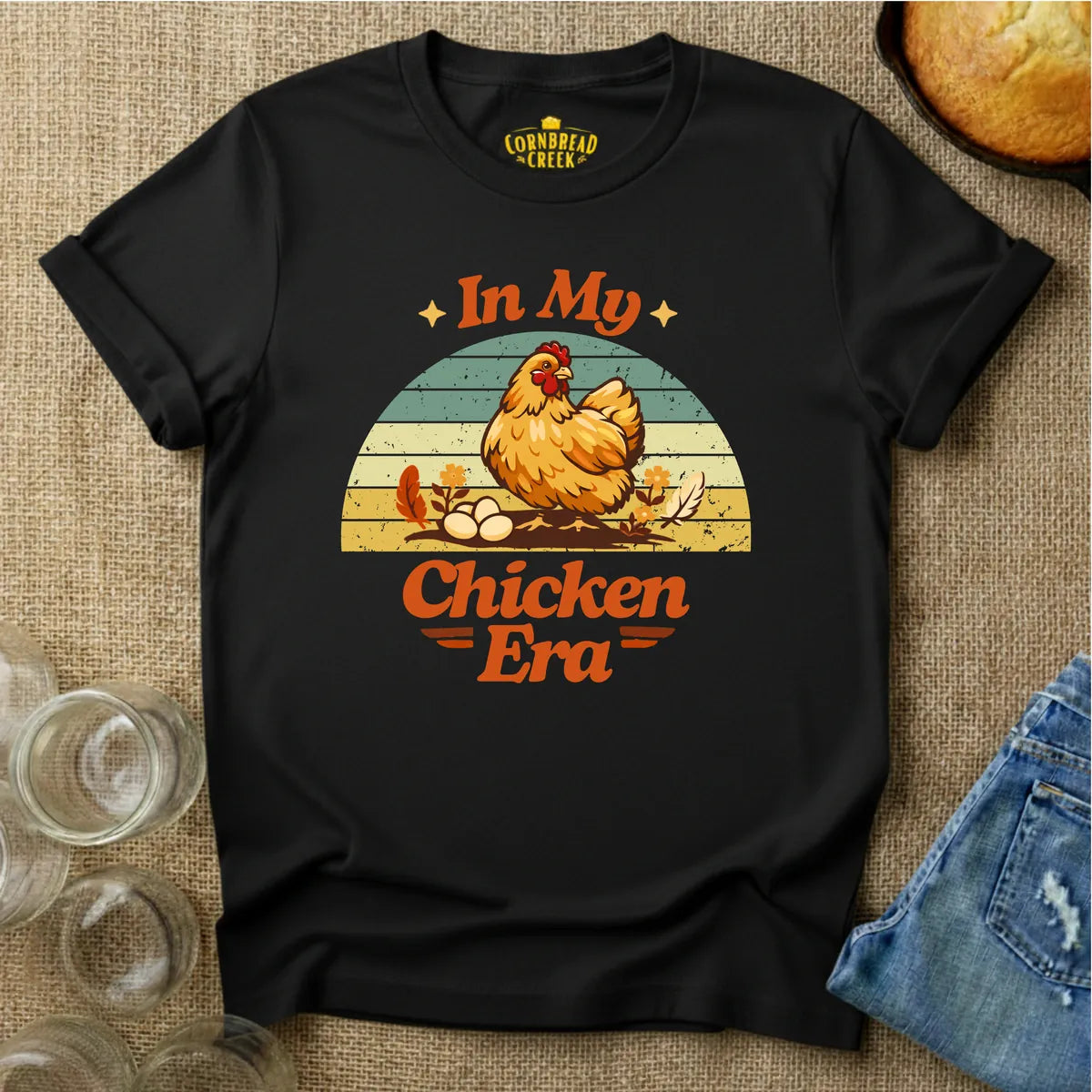 In My Chicken Era T-Shirt Chicken and Rural Homestead Graphic tee Cornbread Creek