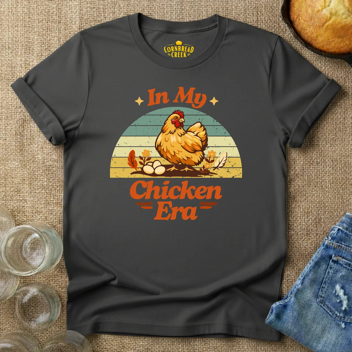 In My Chicken Era T-Shirt Chicken and Rural Homestead Graphic tee Cornbread Creek
