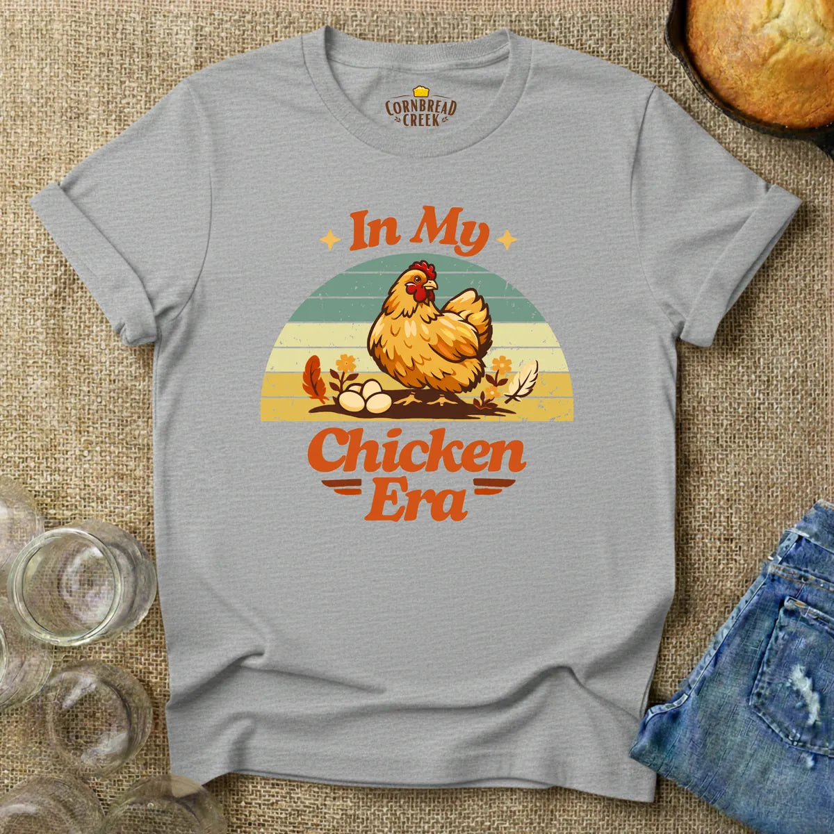 In My Chicken Era T-Shirt Chicken and Rural Homestead Graphic tee Cornbread Creek