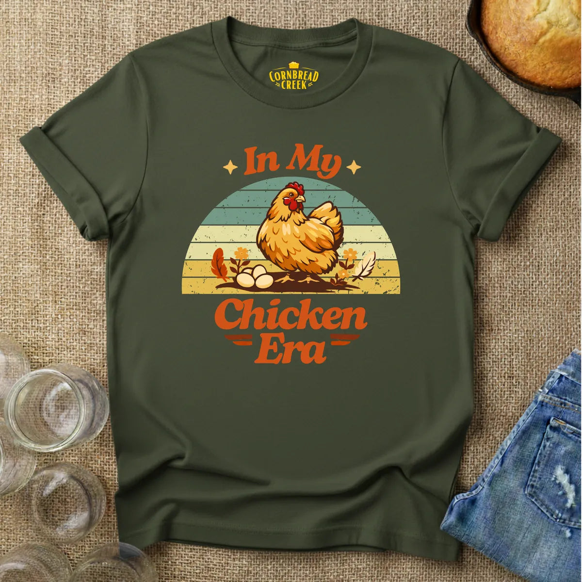 In My Chicken Era T-Shirt Chicken and Rural Homestead Graphic tee Cornbread Creek