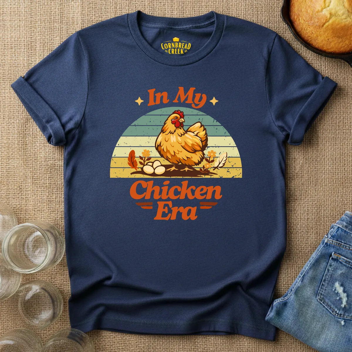 In My Chicken Era T-Shirt Chicken and Rural Homestead Graphic tee Cornbread Creek