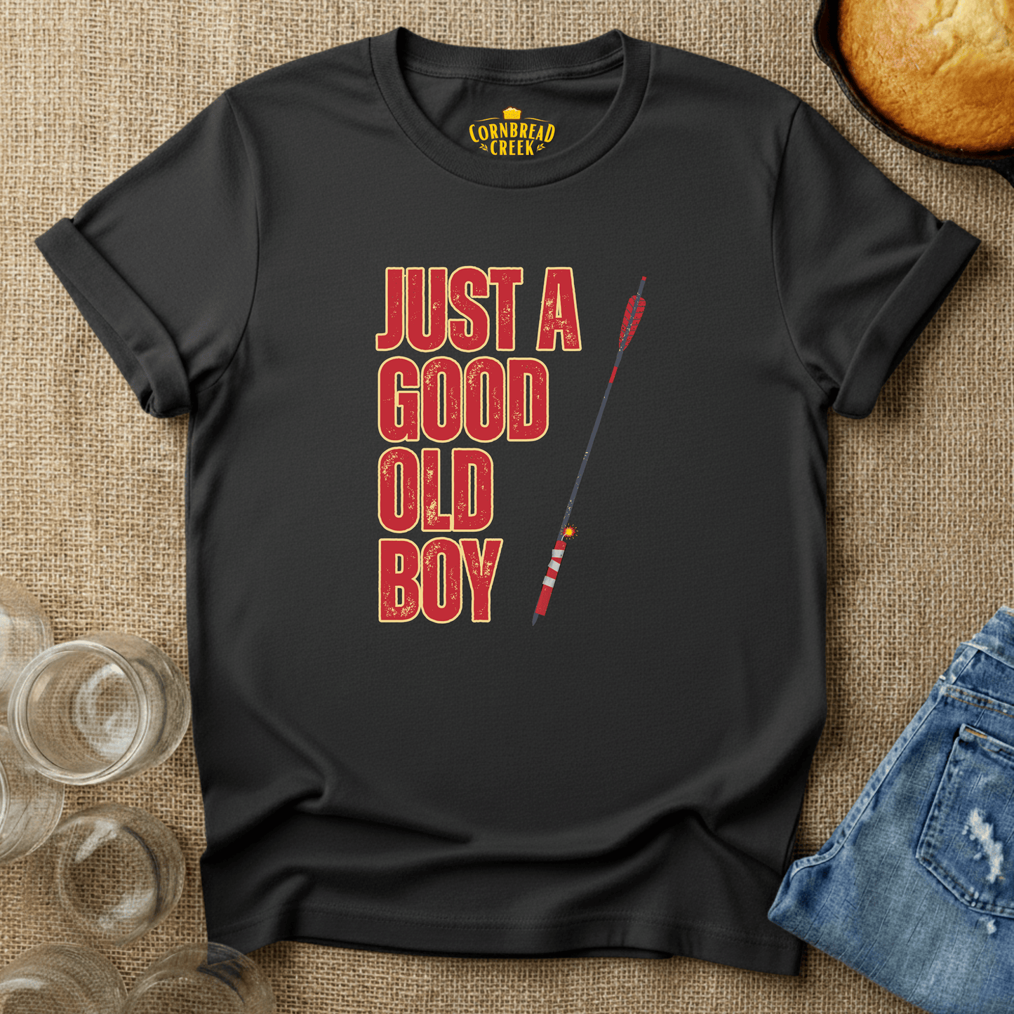 Just A Good Old Boy T-Shirt Chicken and Rural Homestead Graphic tee Cornbread Creek