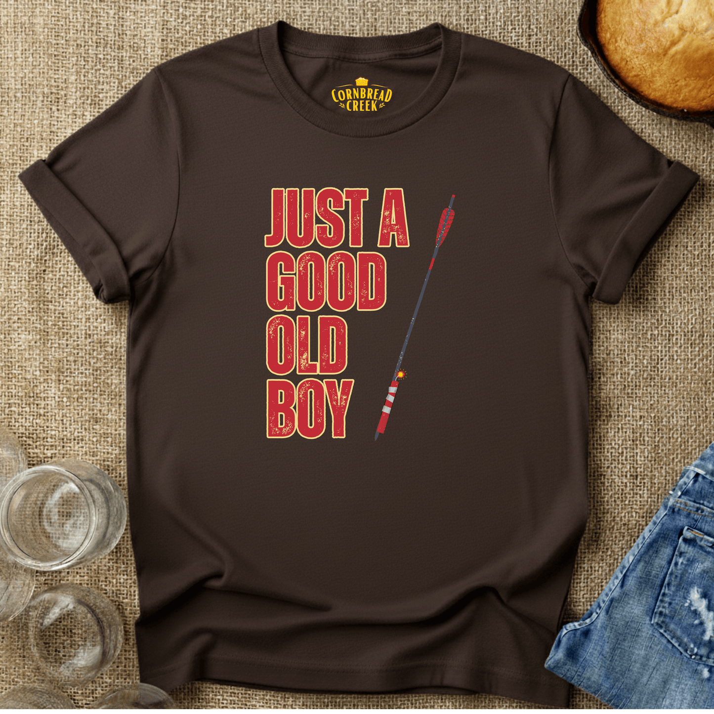 Just A Good Old Boy T-Shirt Chicken and Rural Homestead Graphic tee Cornbread Creek