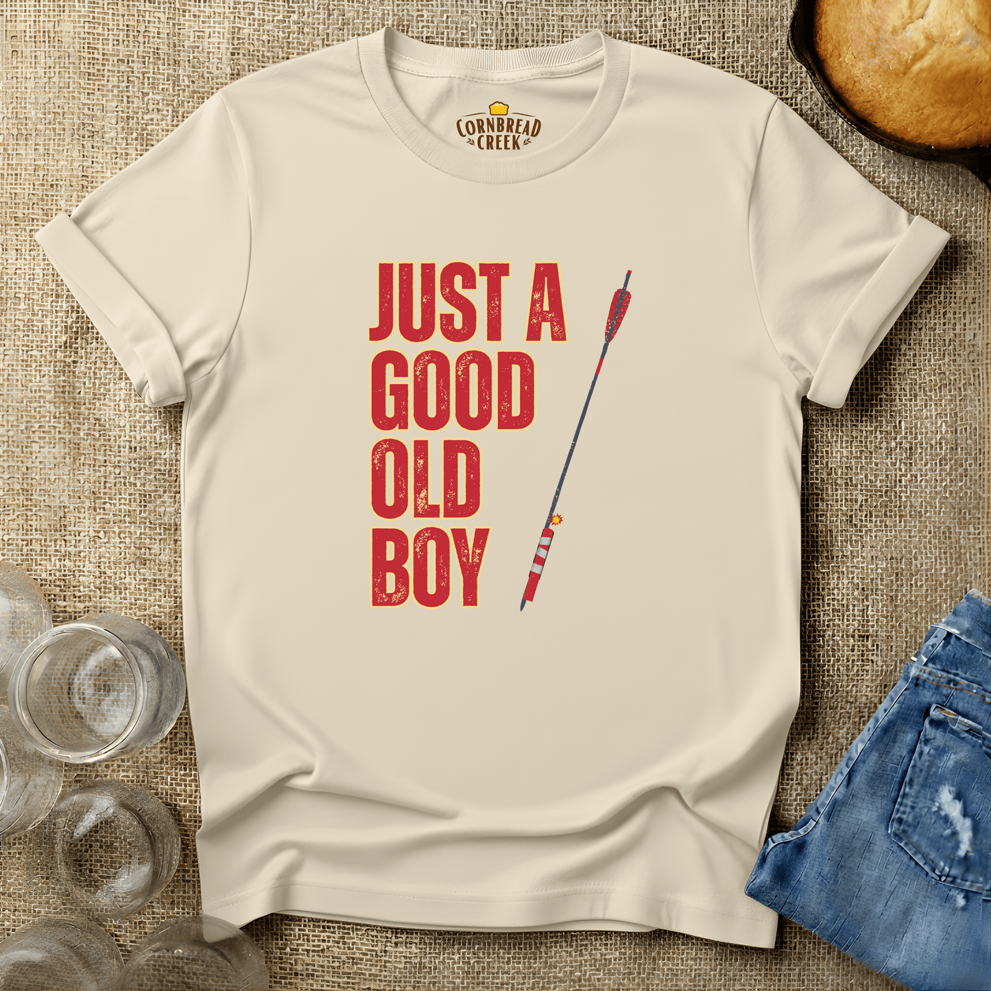 Just A Good Old Boy T-Shirt Chicken and Rural Homestead Graphic tee Cornbread Creek