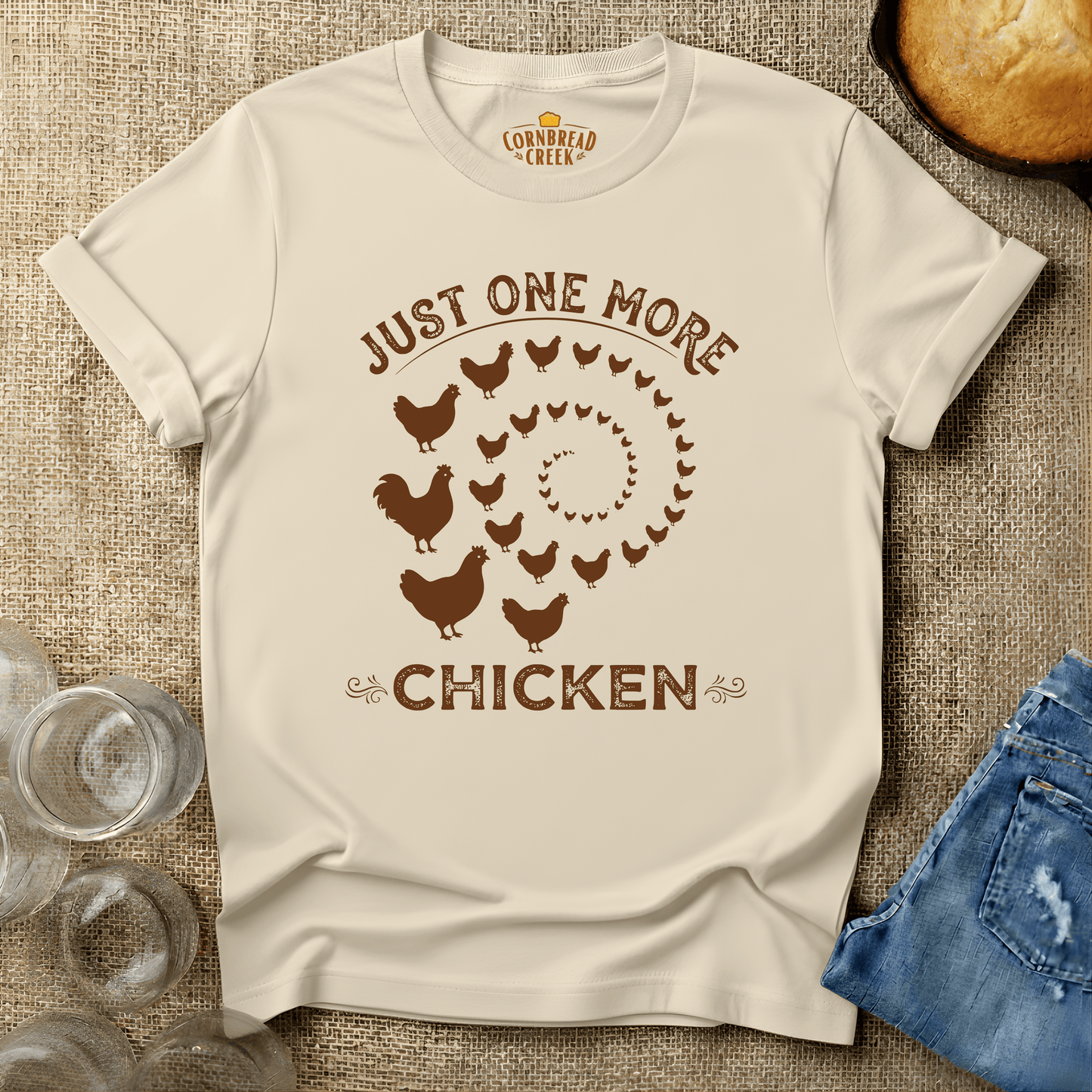 Just One More Chicken T-Shirt Chicken and Rural Homestead Graphic tee Cornbread Creek