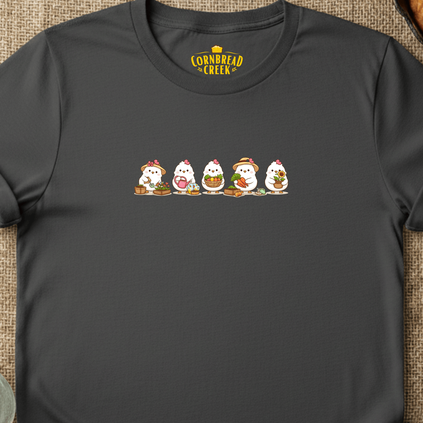 Kawaii Chicken Garden Club T-Shirt Chicken and Rural Homestead Graphic tee Cornbread Creek