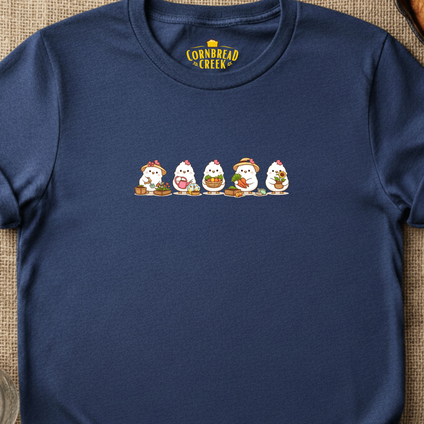 Kawaii Chicken Garden Club T-Shirt Chicken and Rural Homestead Graphic tee Cornbread Creek