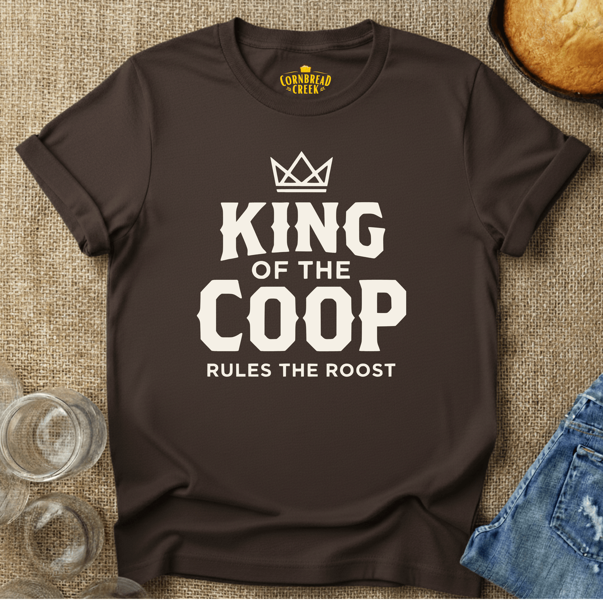 King of the Coop, Rules the Roost T-Shirt Chicken and Rural Homestead Graphic tee Cornbread Creek