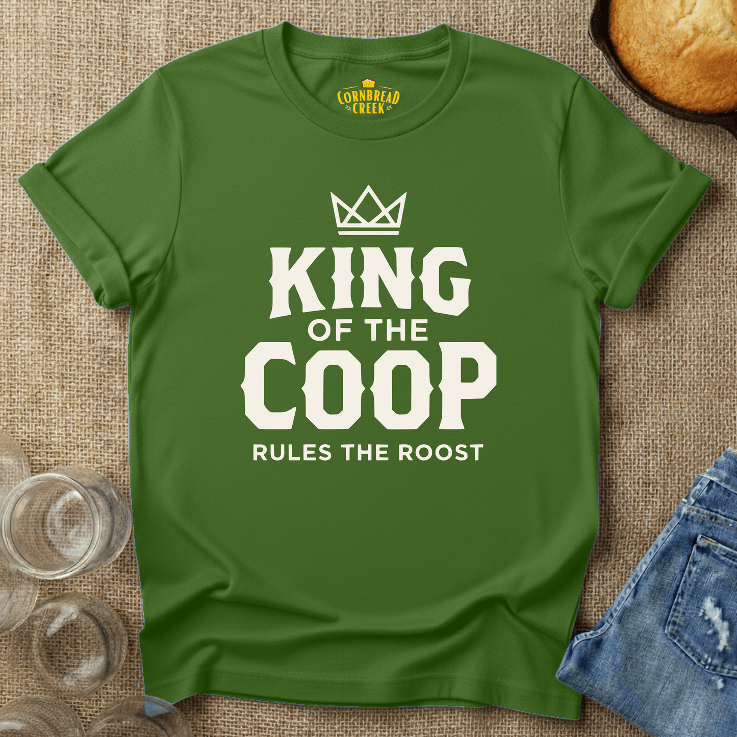 King of the Coop, Rules the Roost T-Shirt Chicken and Rural Homestead Graphic tee Cornbread Creek