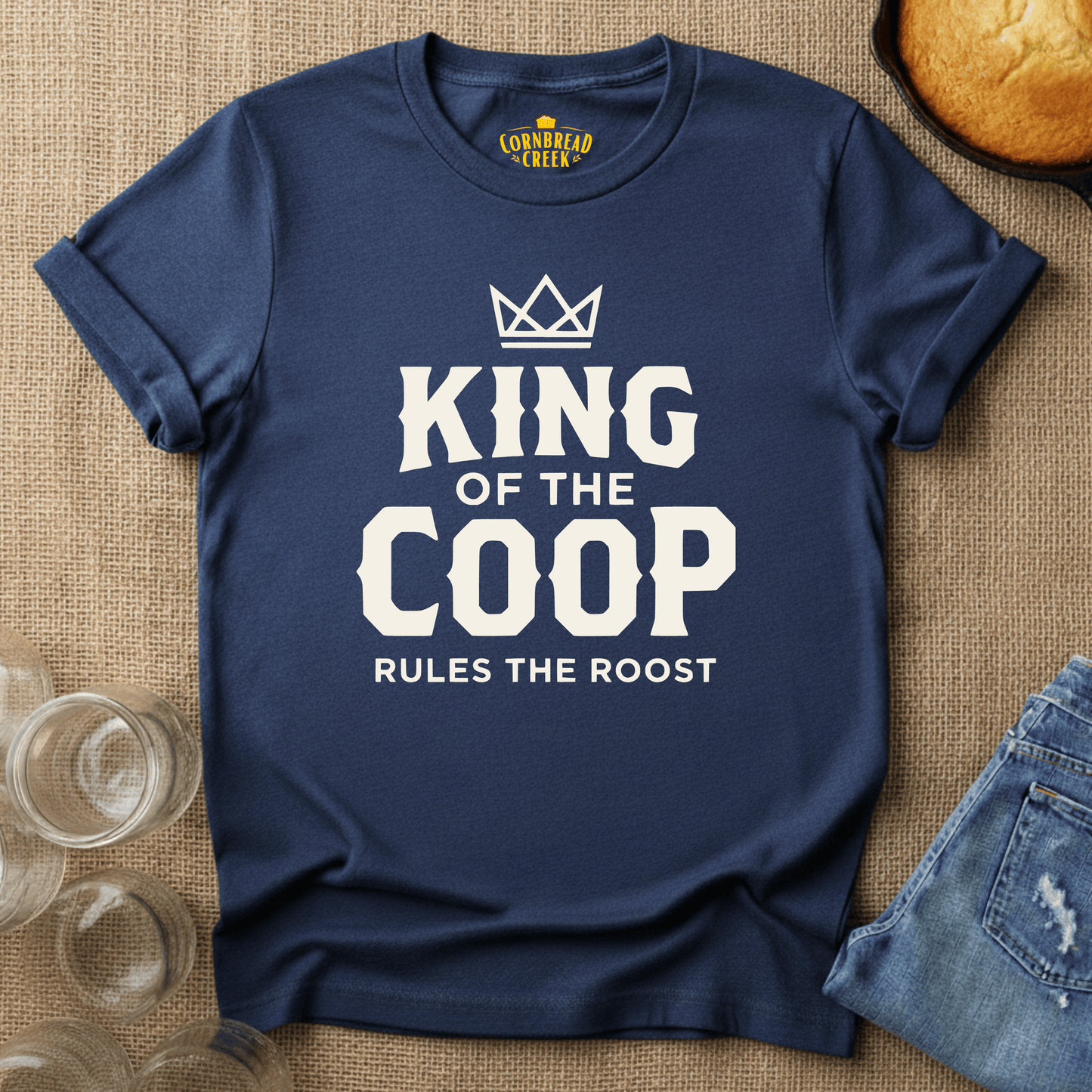King of the Coop, Rules the Roost T-Shirt Chicken and Rural Homestead Graphic tee Cornbread Creek