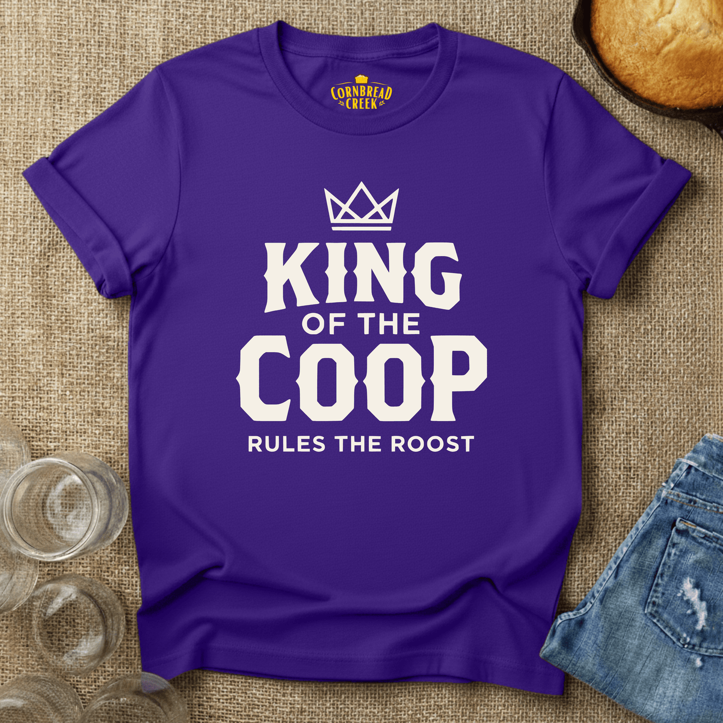 King of the Coop, Rules the Roost T-Shirt Chicken and Rural Homestead Graphic tee Cornbread Creek