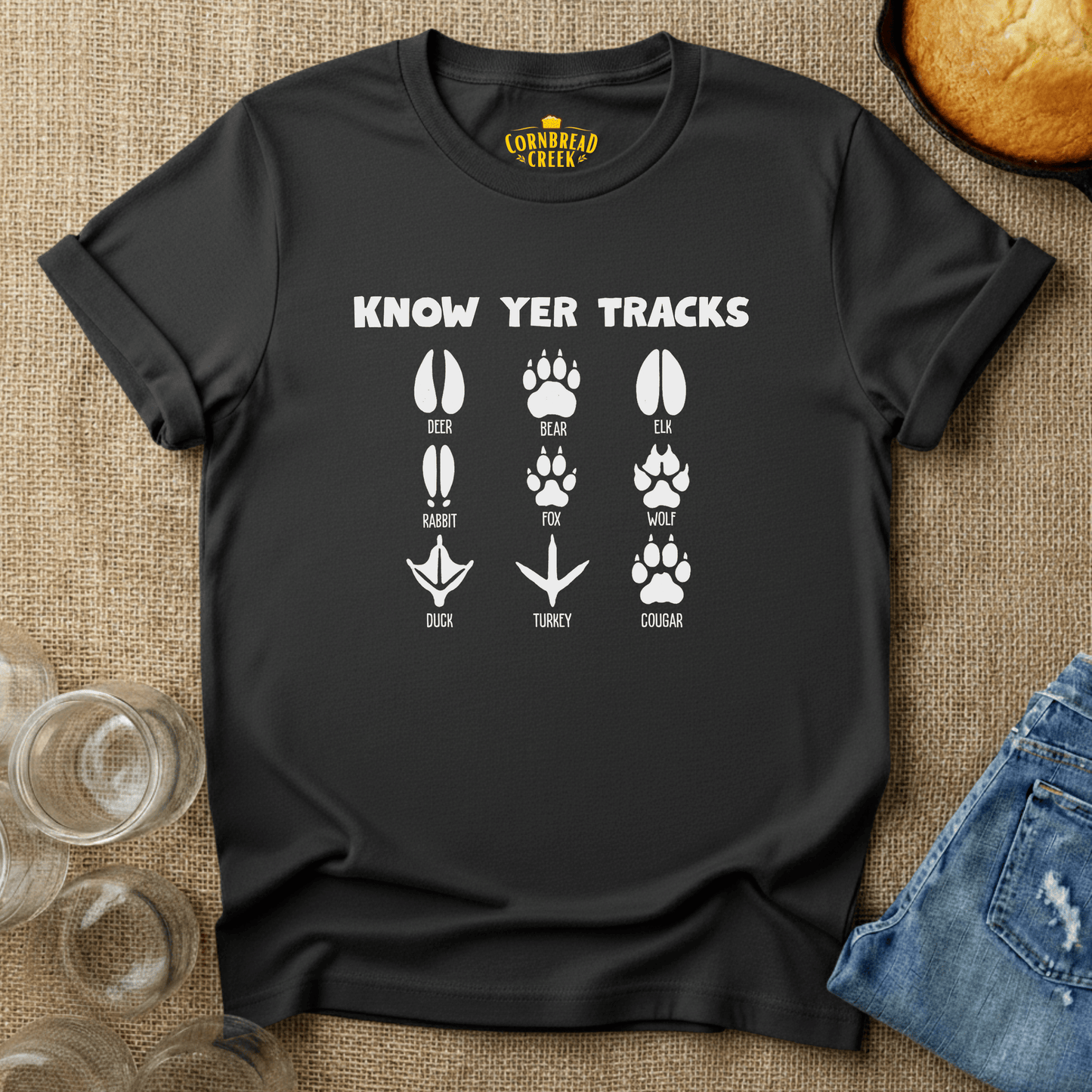 Know Yer Tracks T-Shirt Chicken and Rural Homestead Graphic tee Cornbread Creek