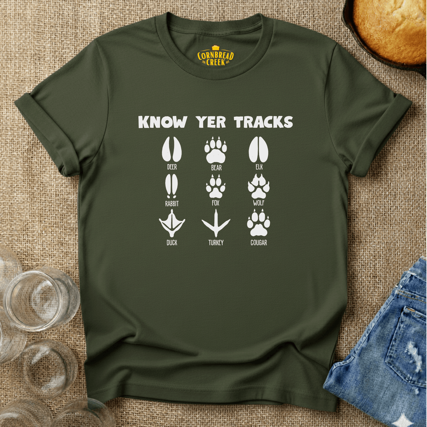 Know Yer Tracks T-Shirt Chicken and Rural Homestead Graphic tee Cornbread Creek