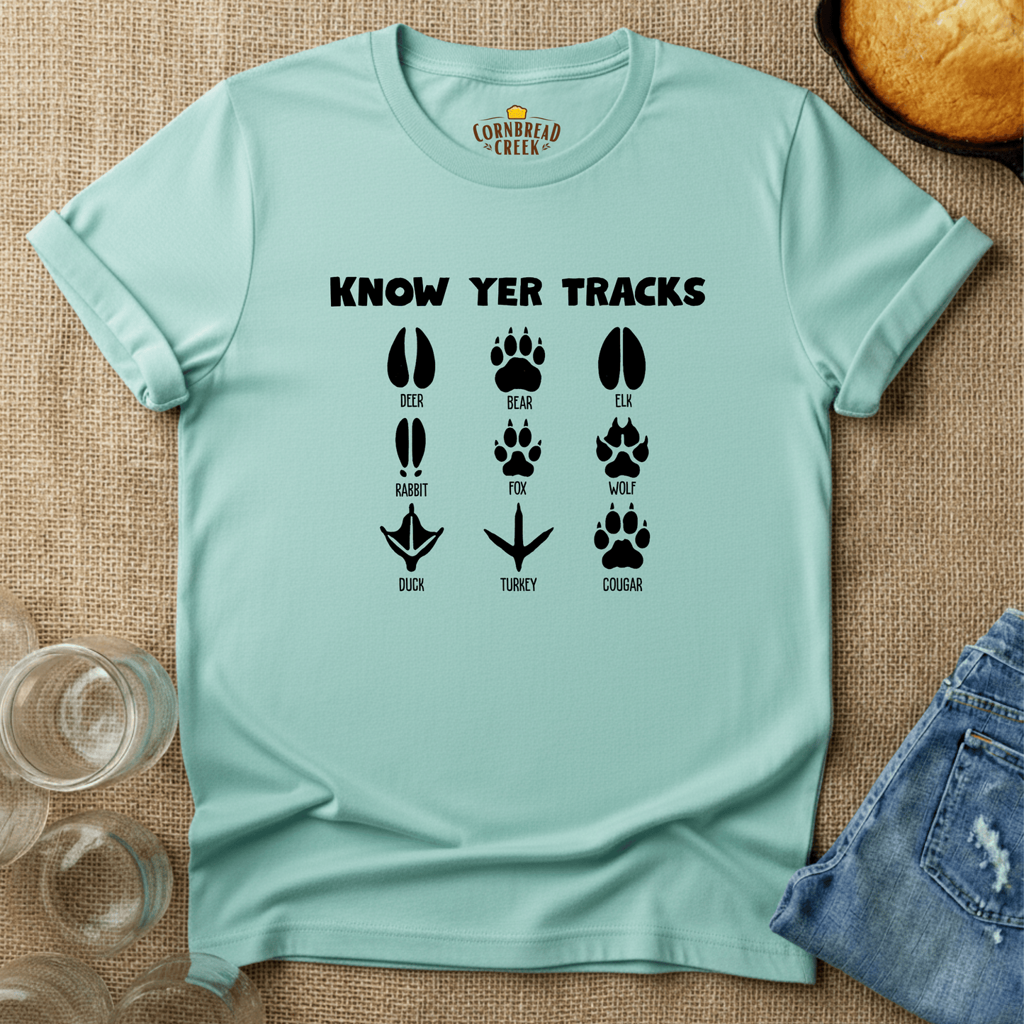 Know Yer Tracks T-Shirt Chicken and Rural Homestead Graphic tee Cornbread Creek
