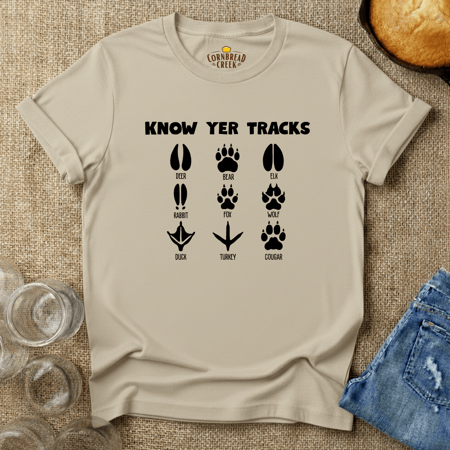 Know Yer Tracks T-Shirt Chicken and Rural Homestead Graphic tee Cornbread Creek
