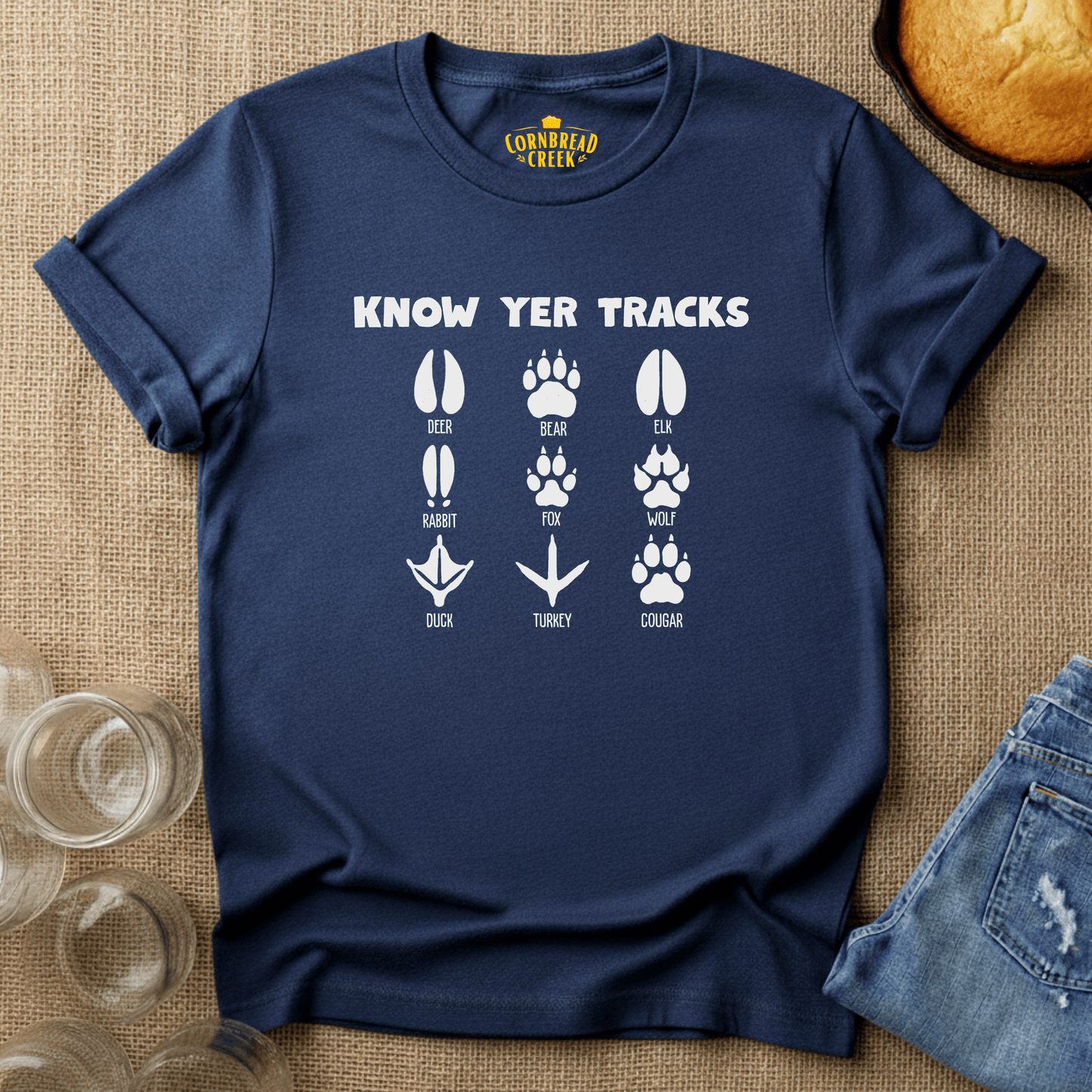 Know Yer Tracks T-Shirt Chicken and Rural Homestead Graphic tee Cornbread Creek