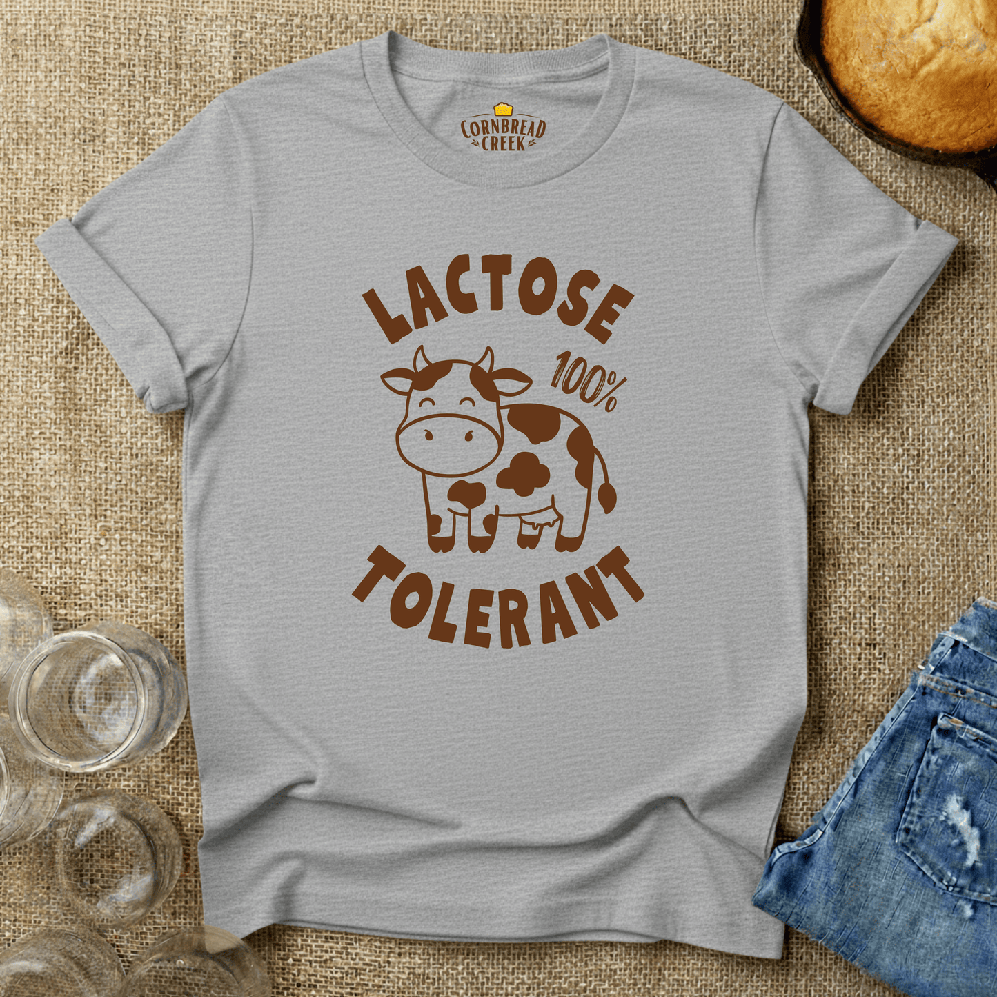 Lactose Tolerant T-Shirt Chicken and Rural Homestead Graphic tee Cornbread Creek