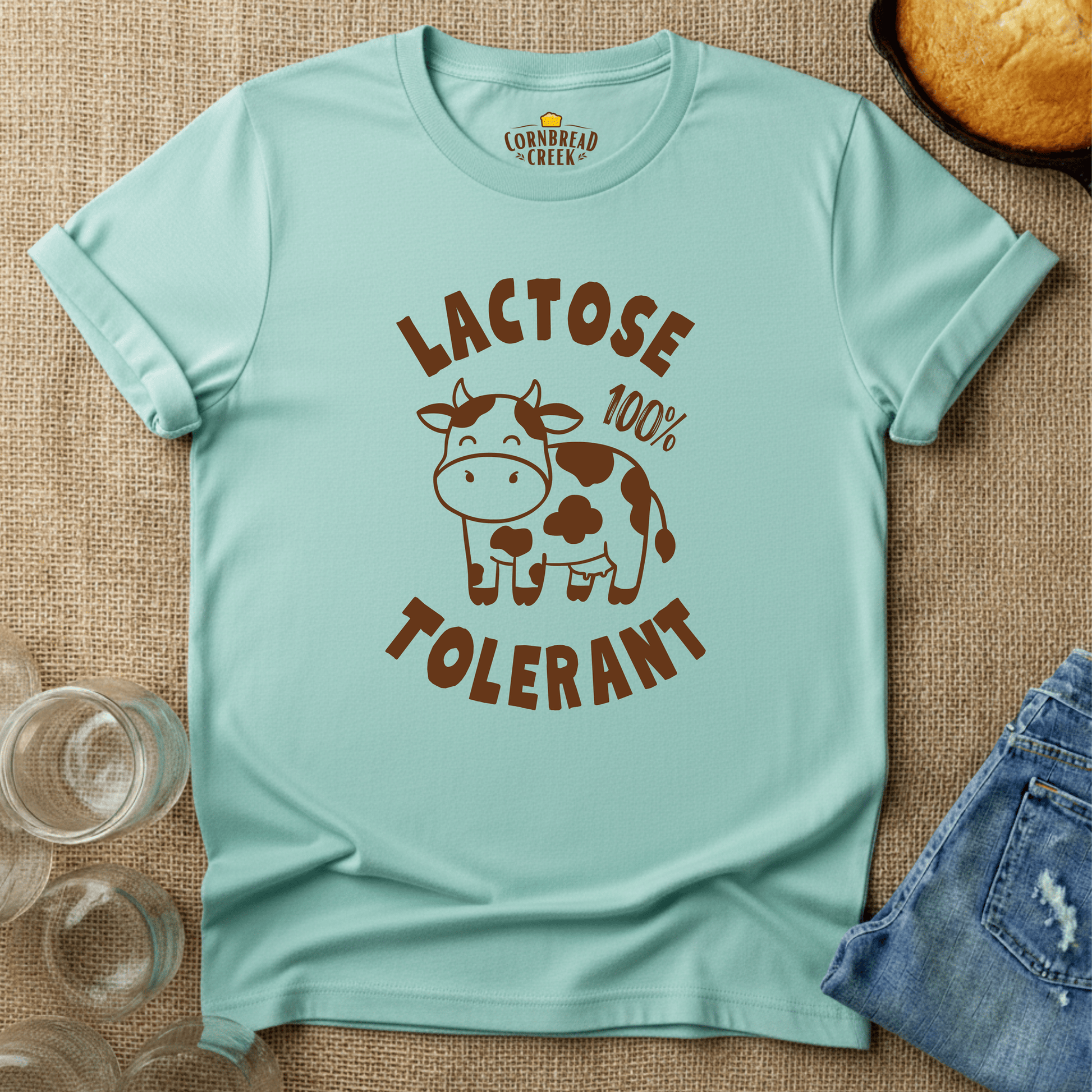 Lactose Tolerant T-Shirt Chicken and Rural Homestead Graphic tee Cornbread Creek