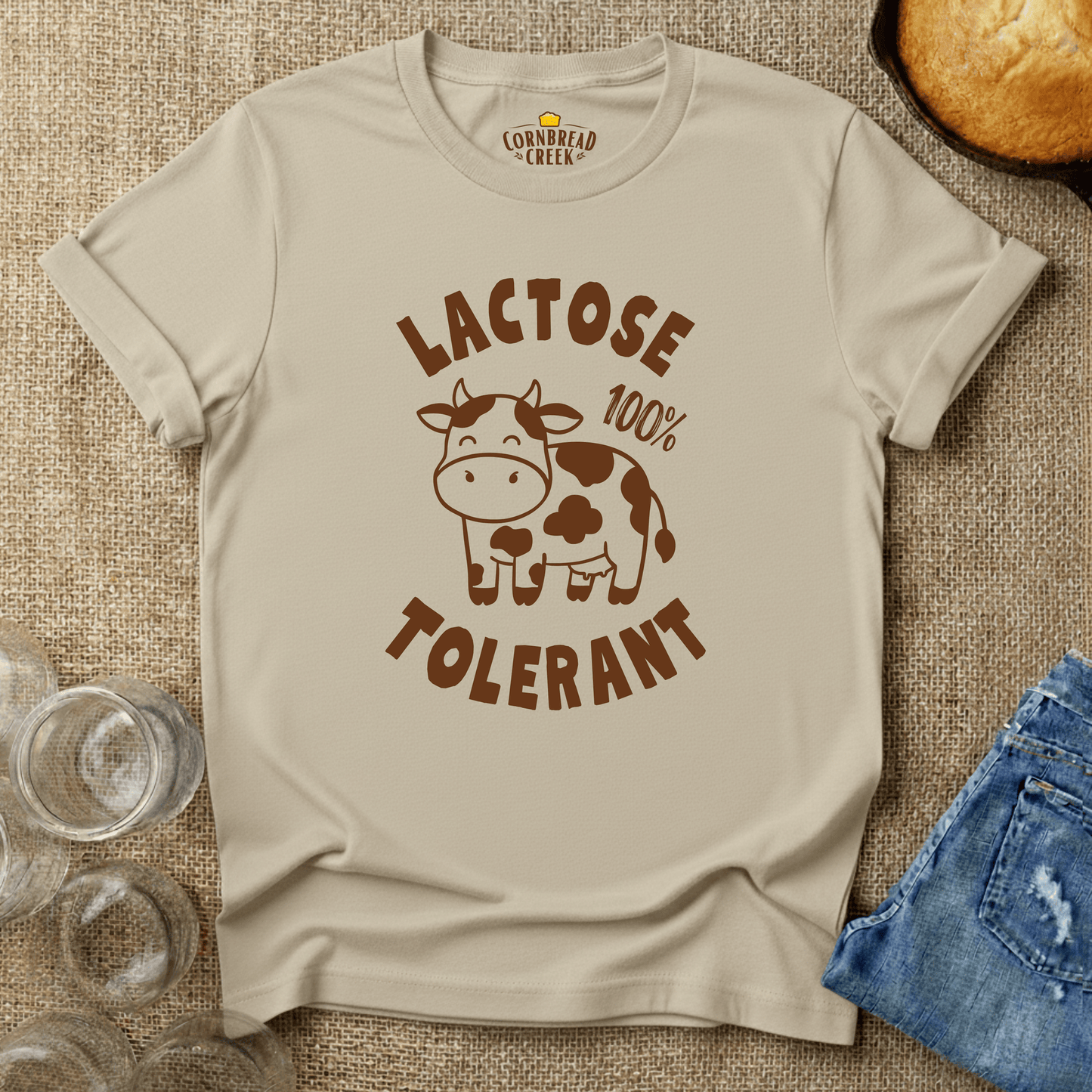 Lactose Tolerant T-Shirt Chicken and Rural Homestead Graphic tee Cornbread Creek