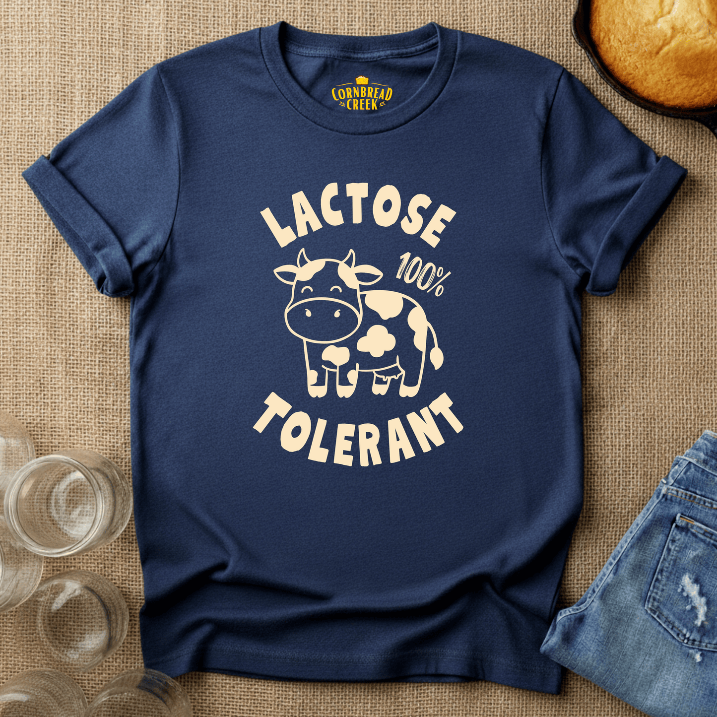 Lactose Tolerant T-Shirt Chicken and Rural Homestead Graphic tee Cornbread Creek