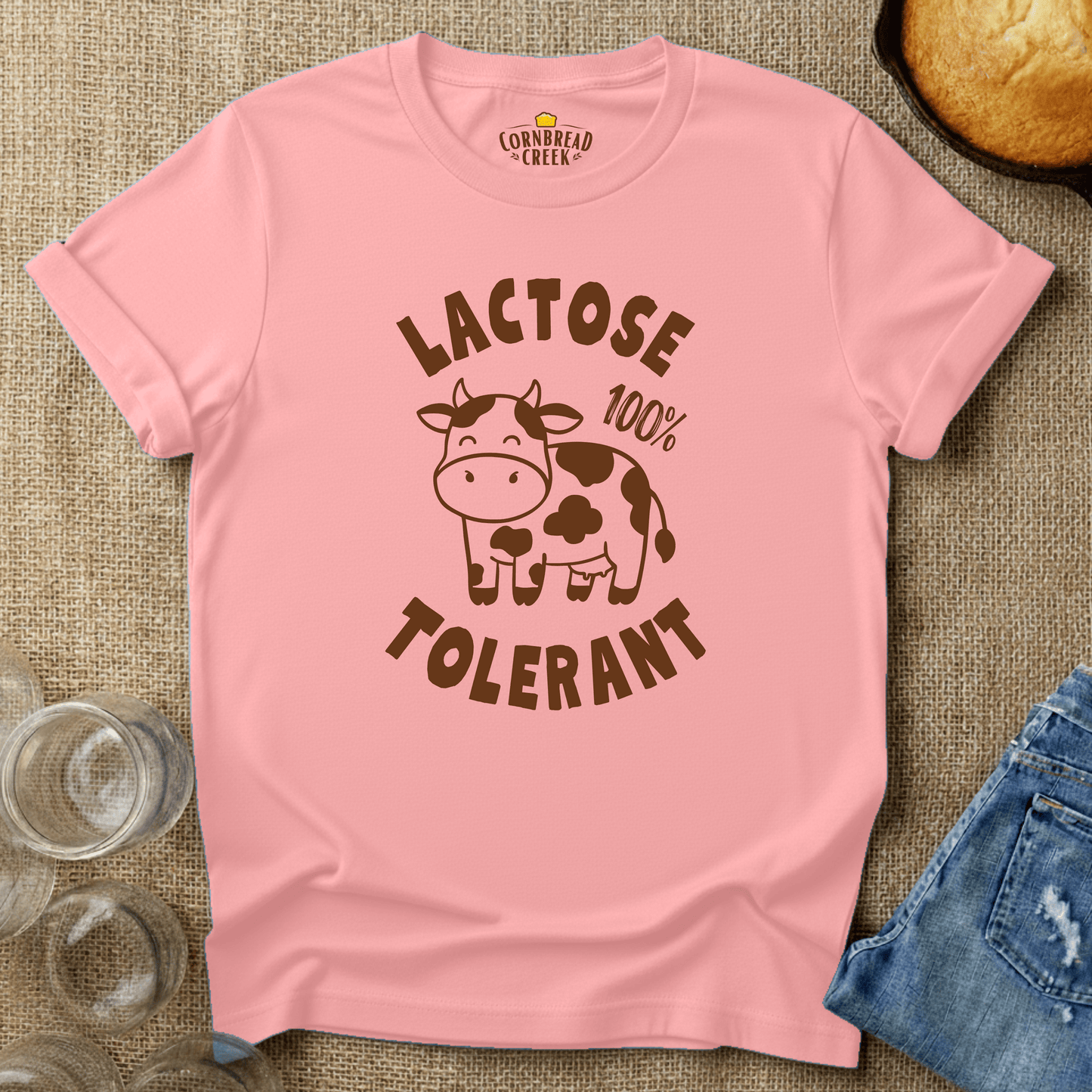 Lactose Tolerant T-Shirt Chicken and Rural Homestead Graphic tee Cornbread Creek