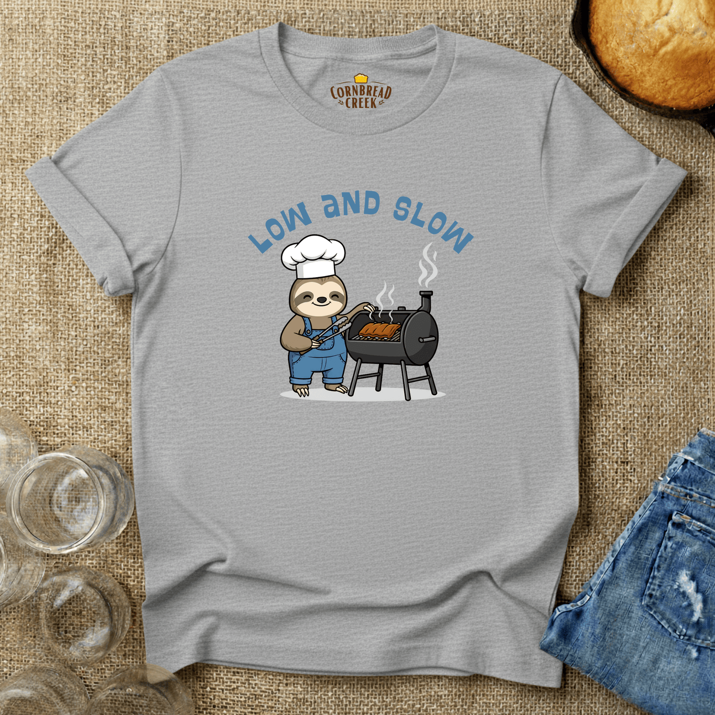 Low And Slow T-Shirt Chicken and Rural Homestead Graphic tee Cornbread Creek