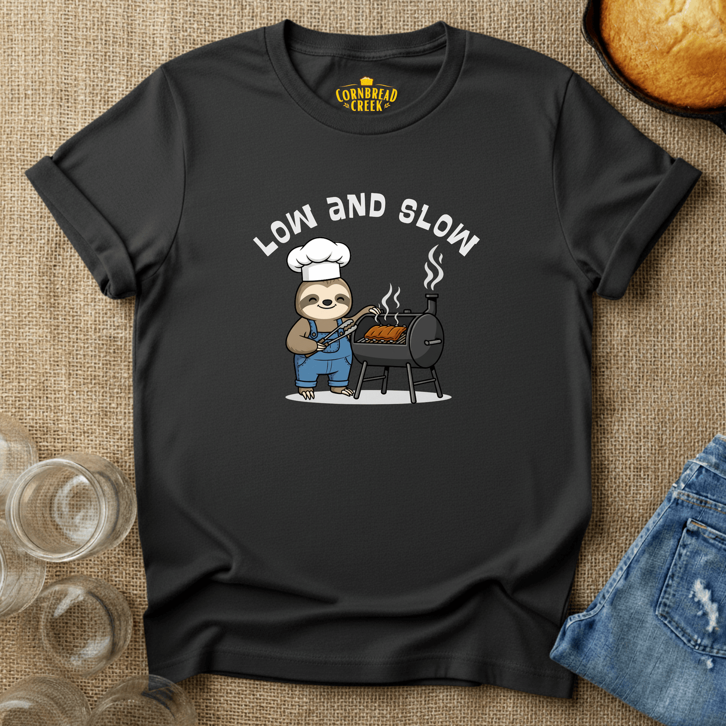 Low And Slow T-Shirt Chicken and Rural Homestead Graphic tee Cornbread Creek