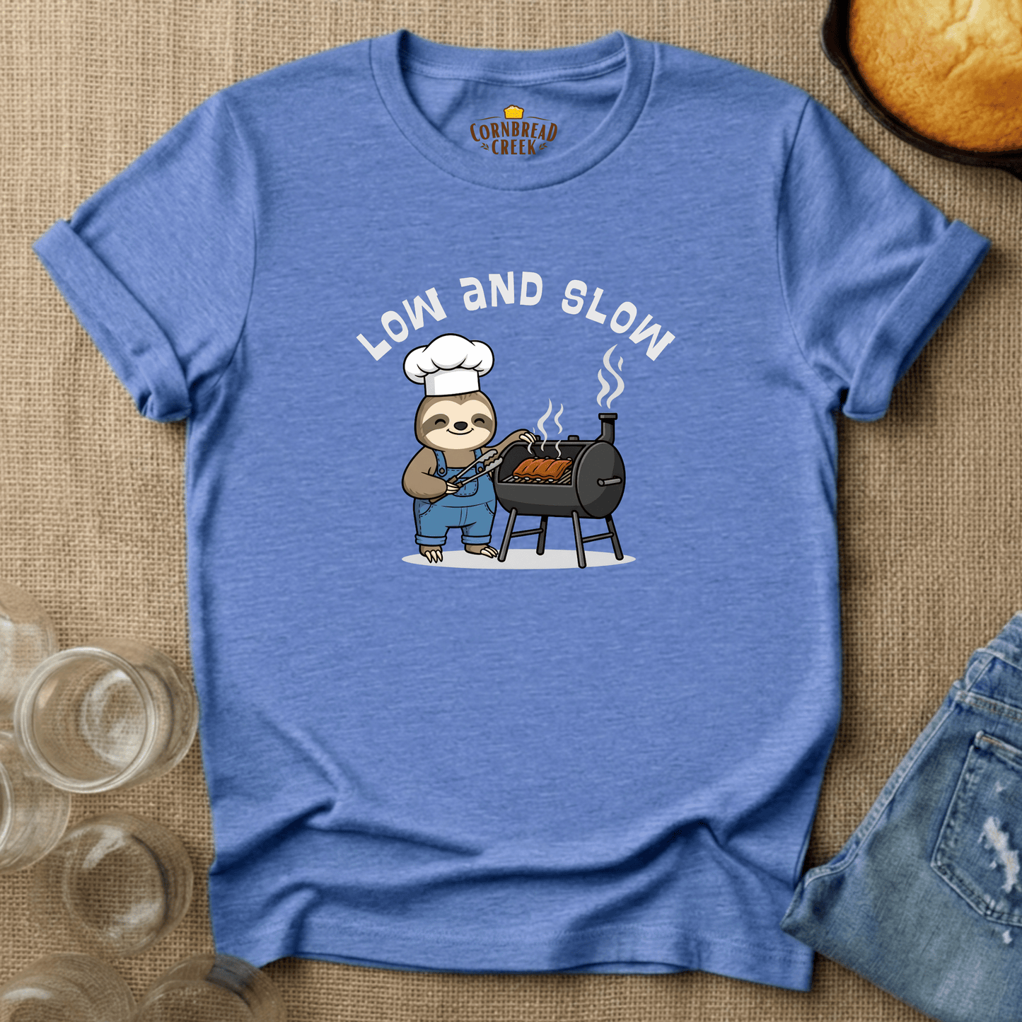 Low And Slow T-Shirt Chicken and Rural Homestead Graphic tee Cornbread Creek
