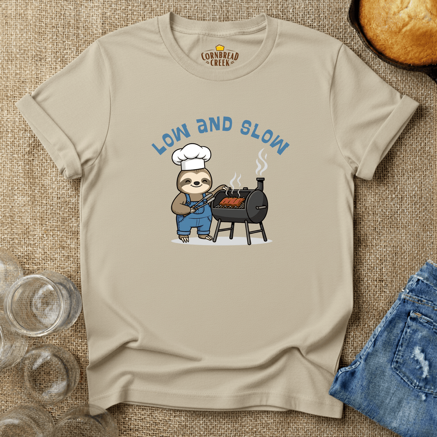 Low And Slow T-Shirt Chicken and Rural Homestead Graphic tee Cornbread Creek