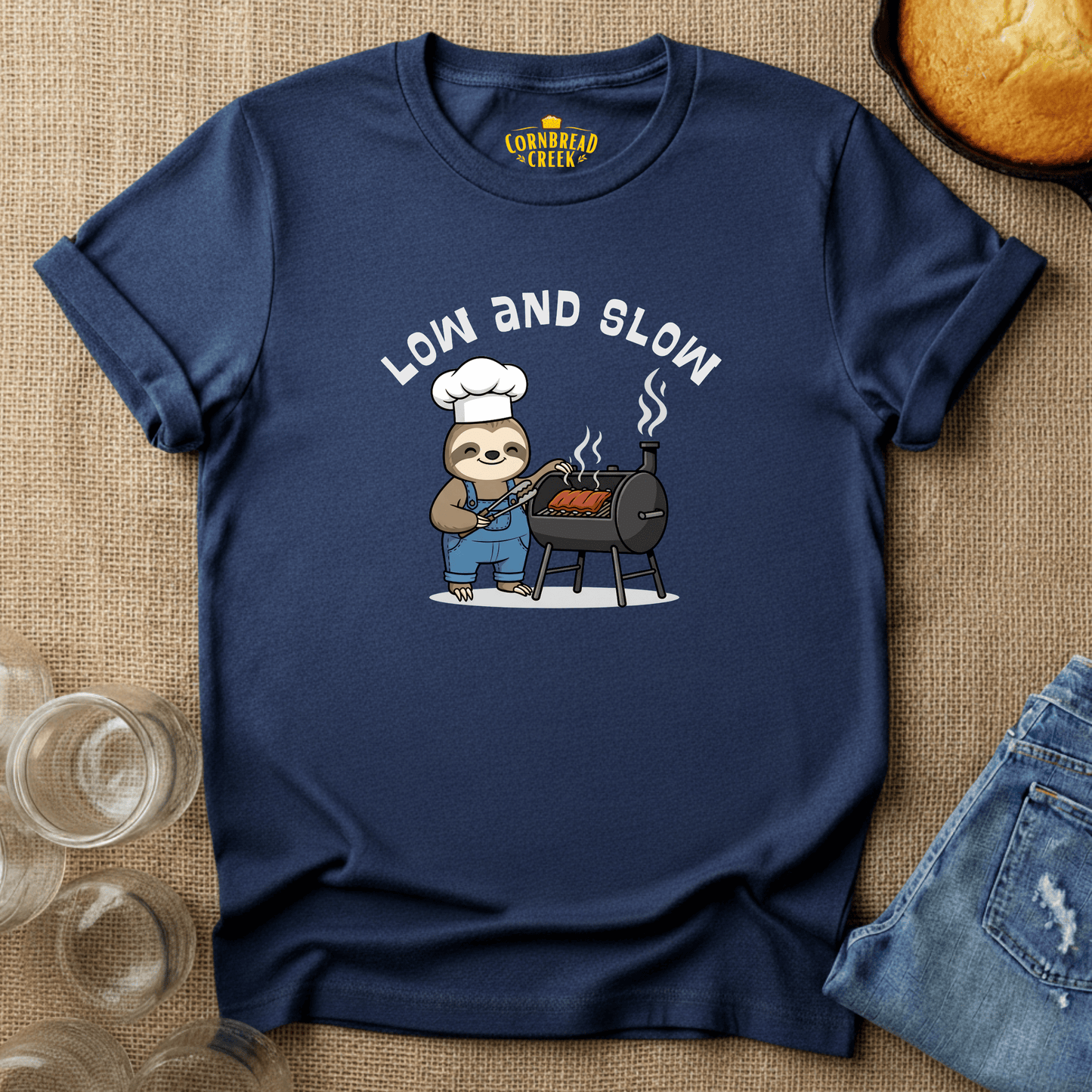 Low And Slow T-Shirt Chicken and Rural Homestead Graphic tee Cornbread Creek