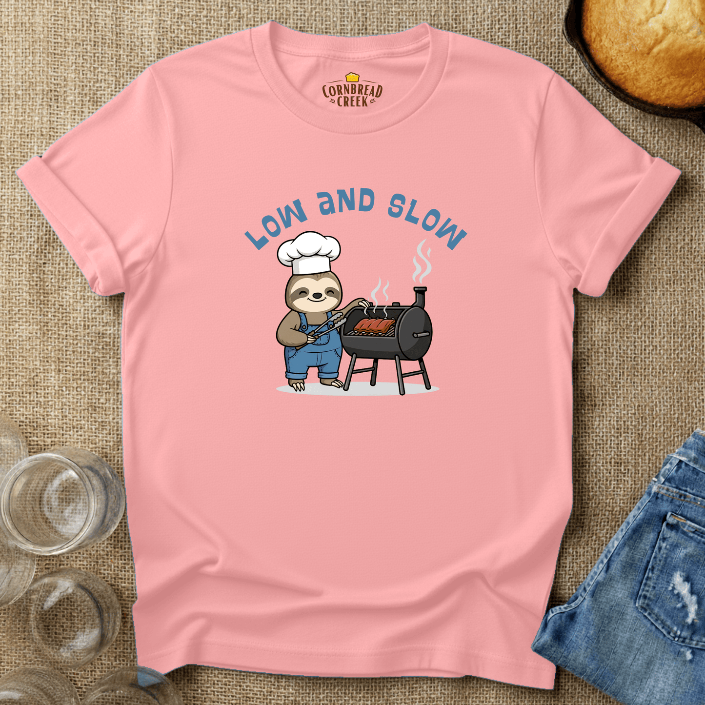Low And Slow T-Shirt Chicken and Rural Homestead Graphic tee Cornbread Creek