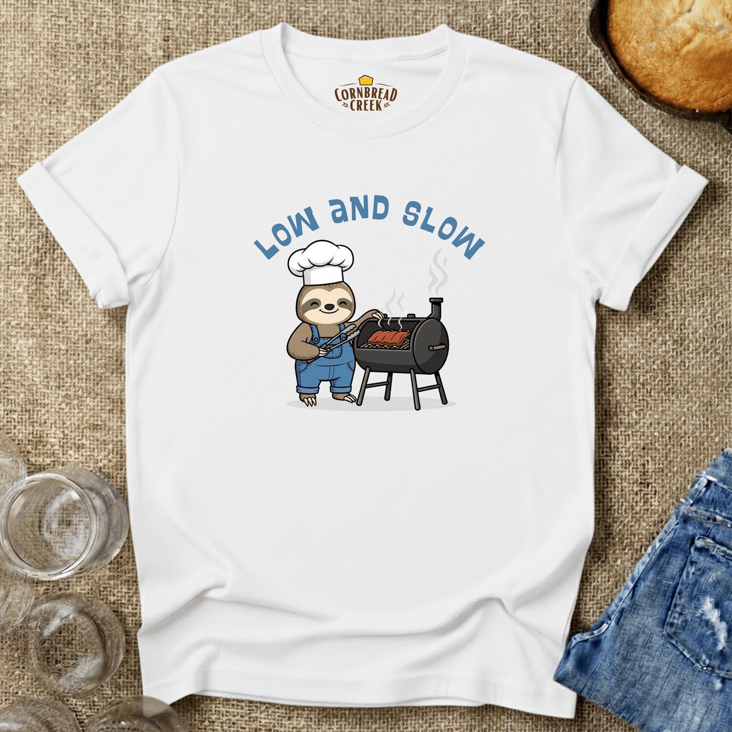 Low And Slow T-Shirt Chicken and Rural Homestead Graphic tee Cornbread Creek