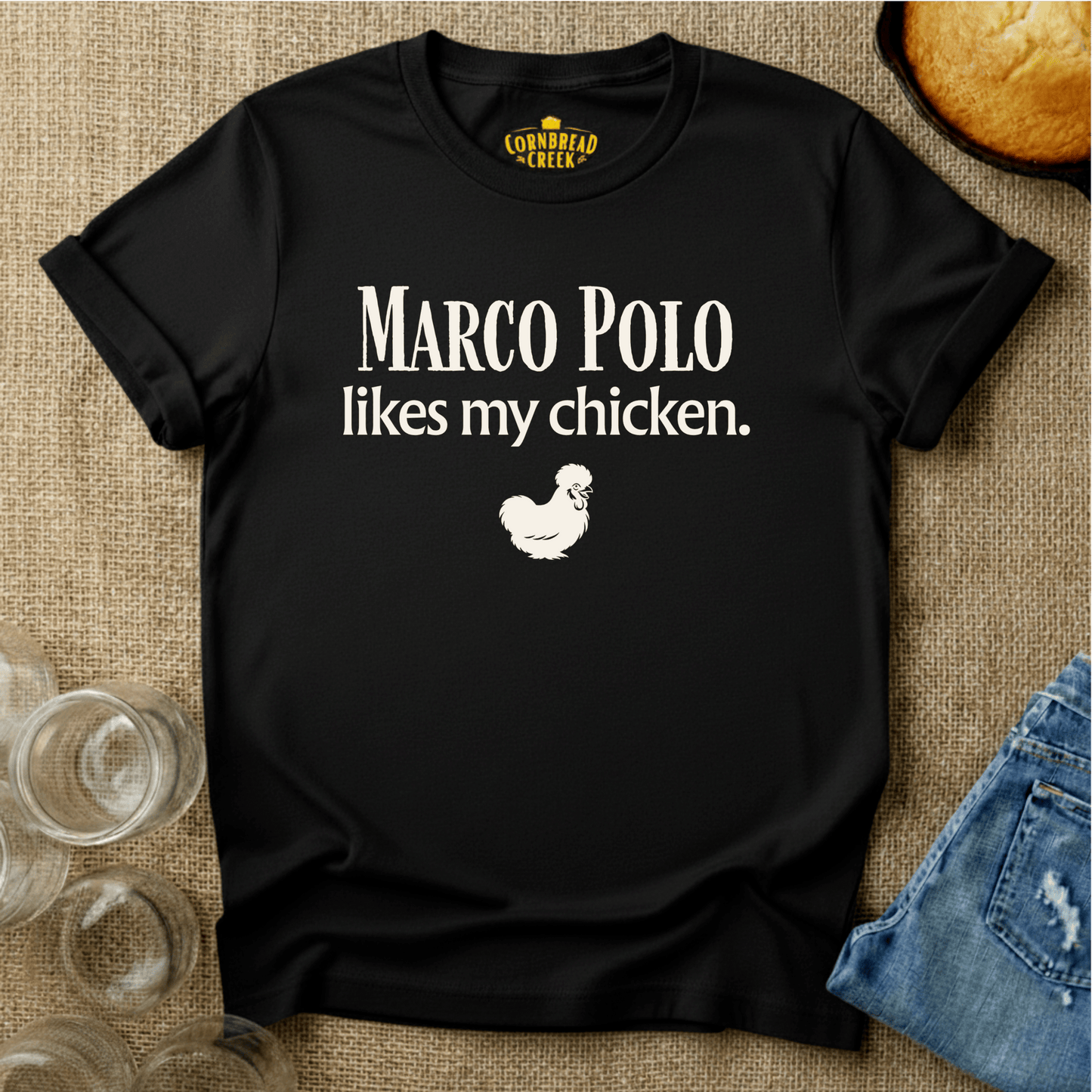 Marco Polo likes my [Silkie] Chicken T-Shirt Chicken and Rural Homestead Graphic tee Cornbread Creek