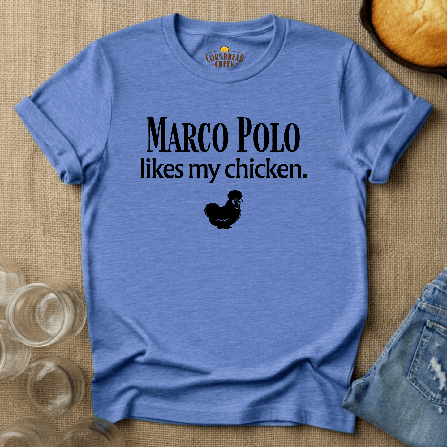 Marco Polo likes my [Silkie] Chicken T-Shirt Chicken and Rural Homestead Graphic tee Cornbread Creek